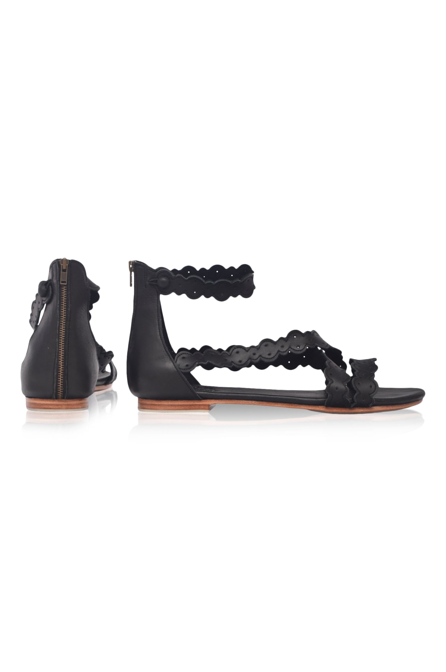 Salty Sea Criss Cross Leather Sandals-thumbmail-6
