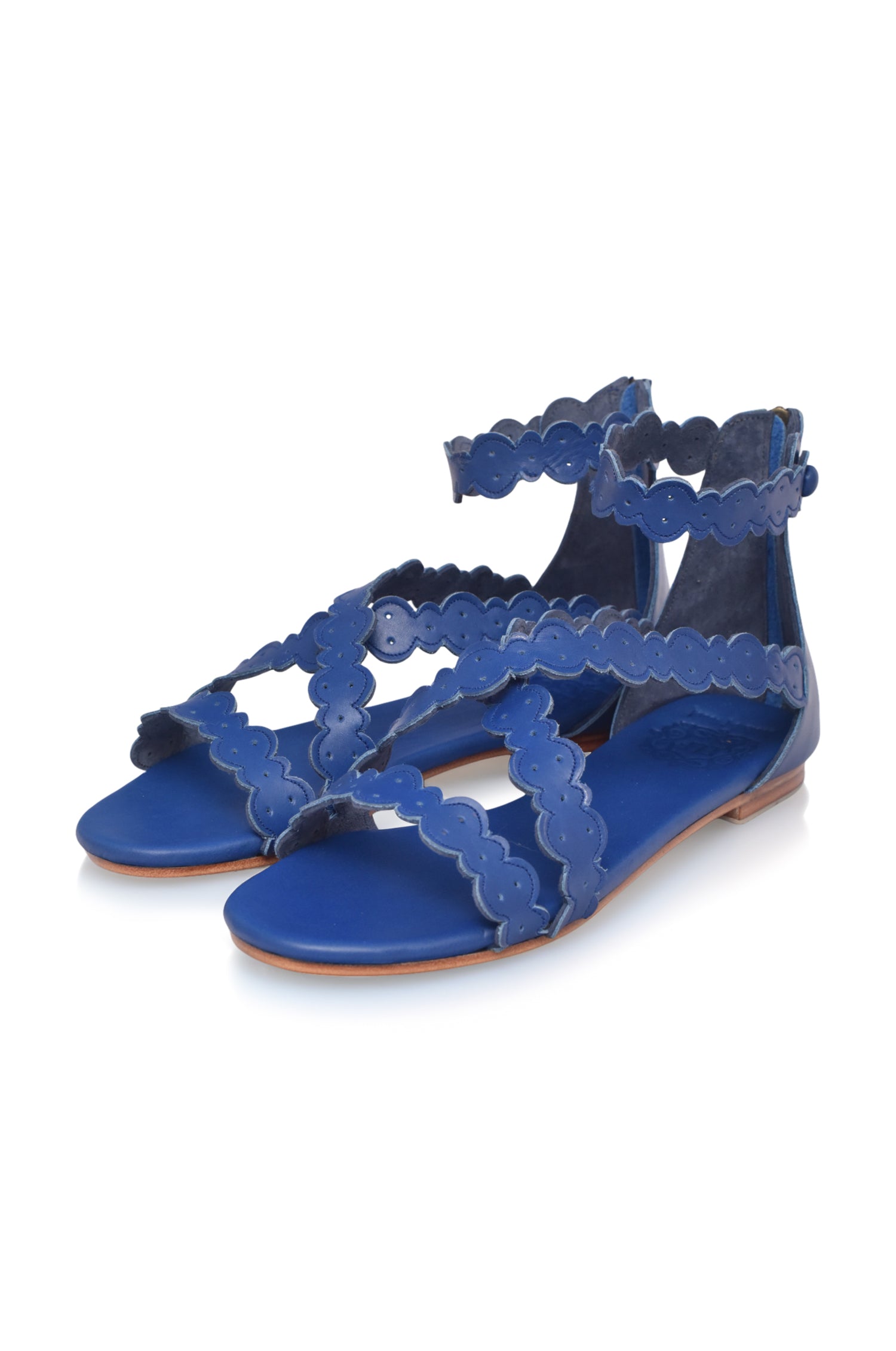 Salty Sea Criss Cross Leather Sandals-thumbmail-6