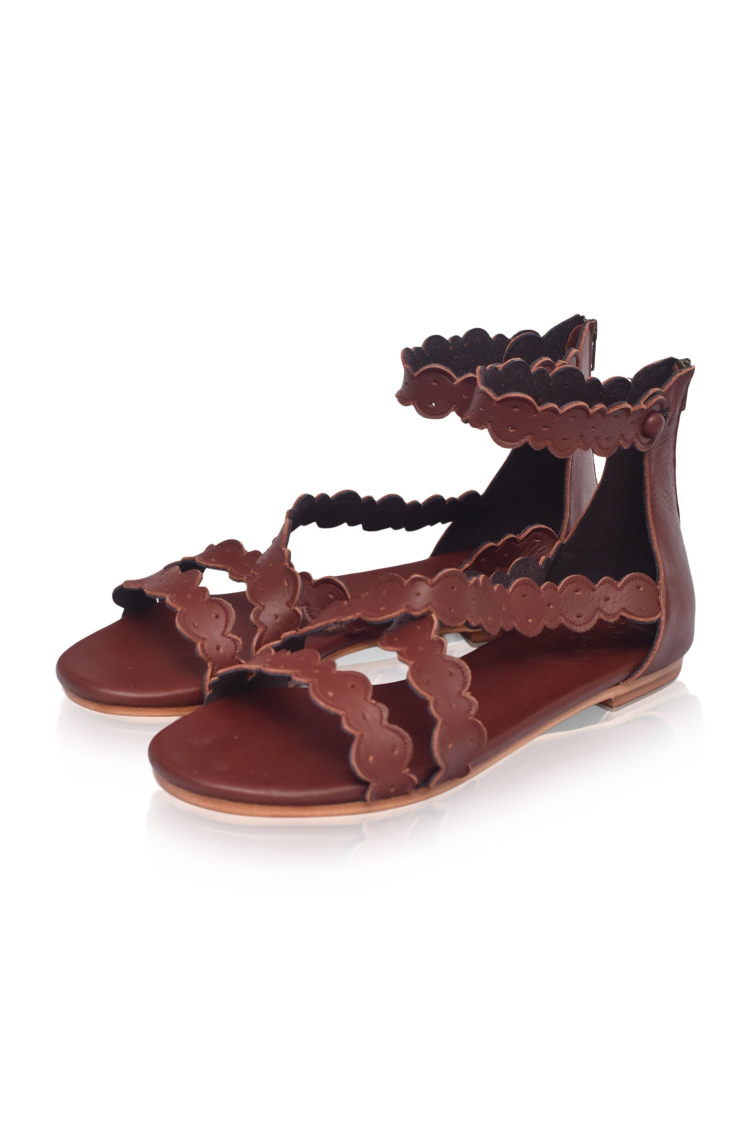Salty Sea Criss Cross Leather Sandals-thumbmail-2
