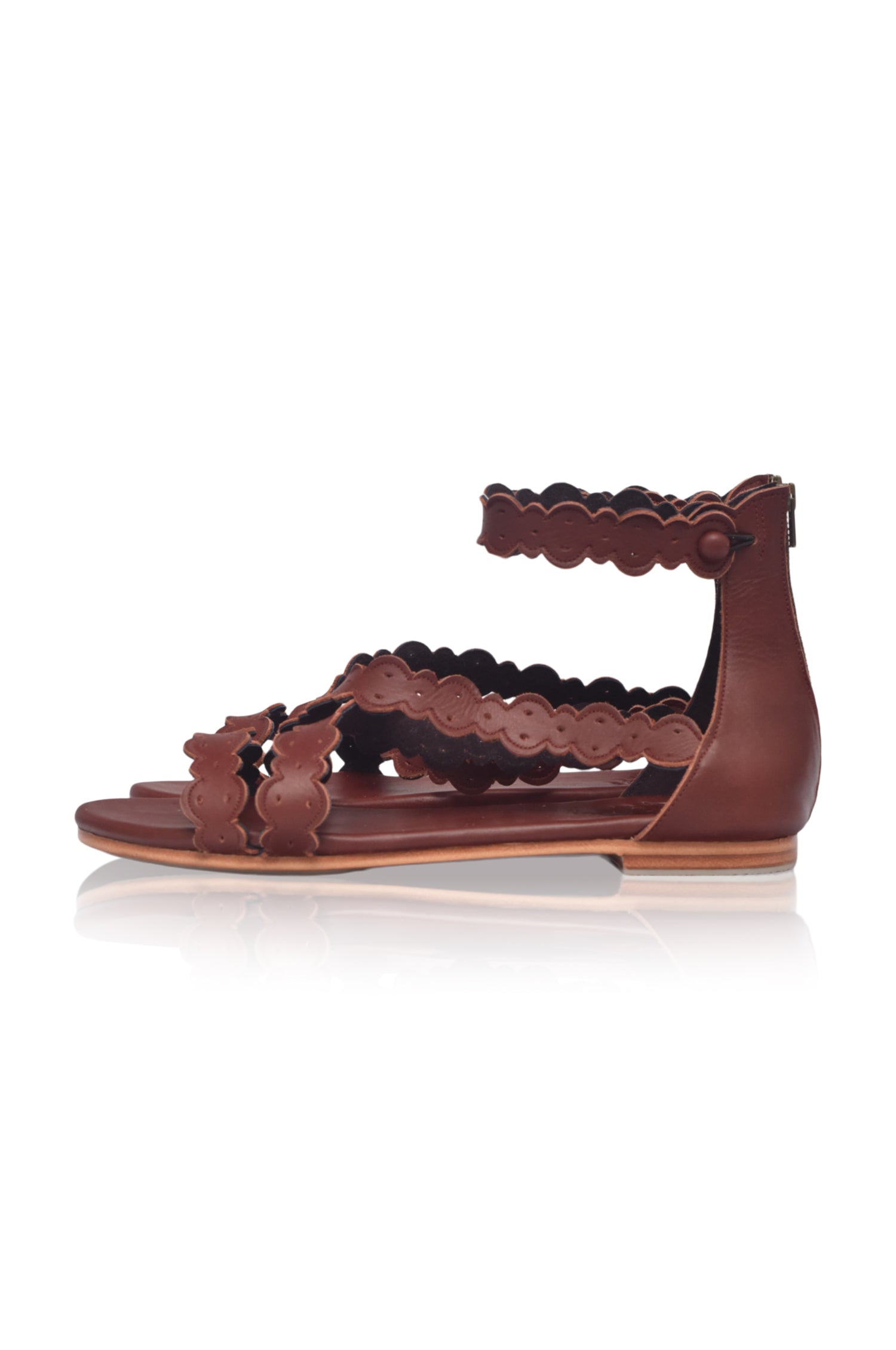 Salty Sea Criss Cross Leather Sandals-thumbmail-4