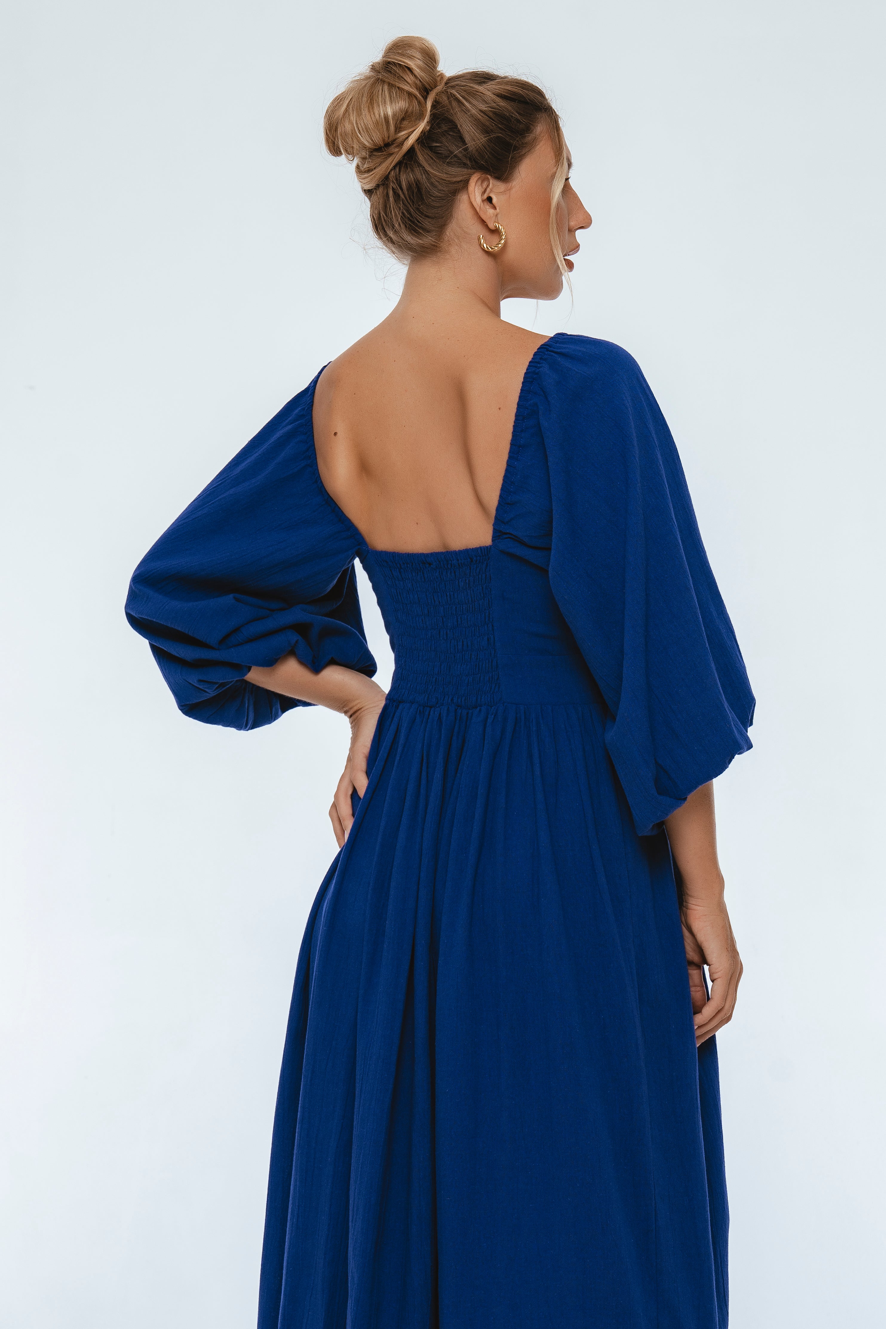 Genevieve Puff Sleeve Midi Dress-thumbmail-11