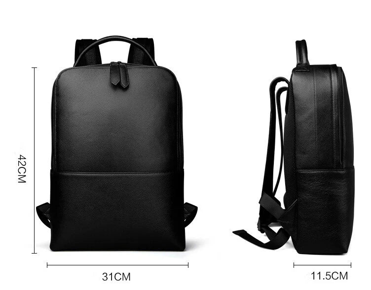 Skald Black Pebbled Leather Backpack | Slim Black Leather Backpack-thumbmail-6