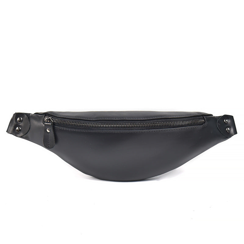 Sigrid Smooth Black Leather Waist Bag | Smooth Black Leather Fanny Pack-thumbmail-8