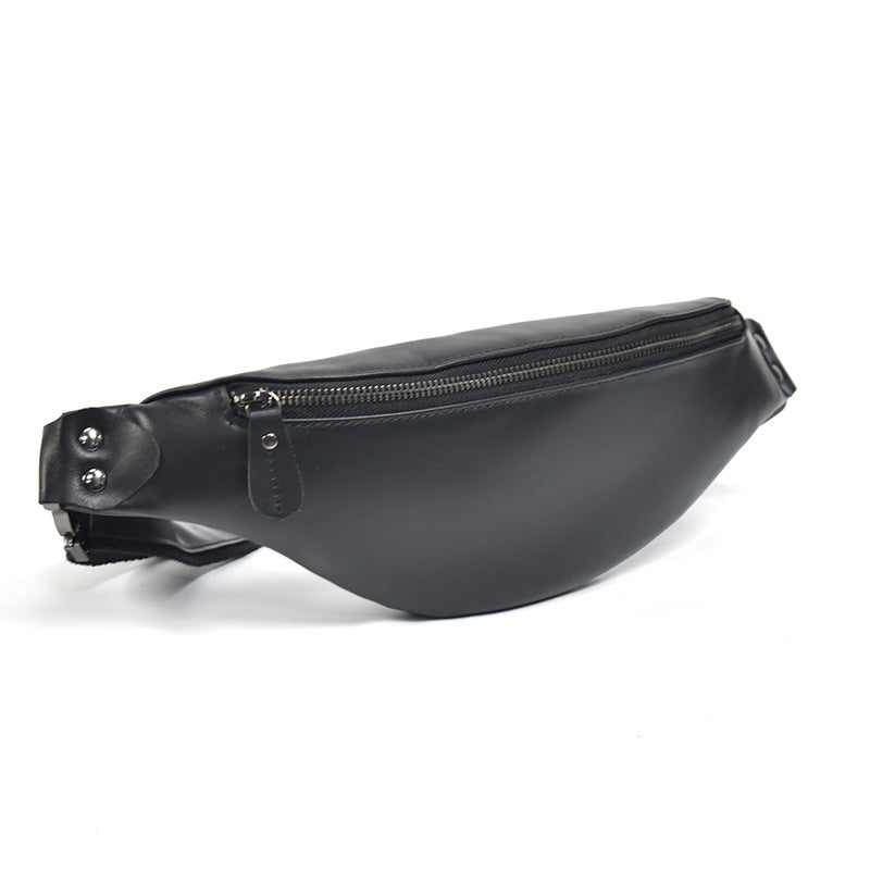Sigrid Smooth Black Leather Waist Bag | Smooth Black Leather Fanny Pack-thumbmail-3