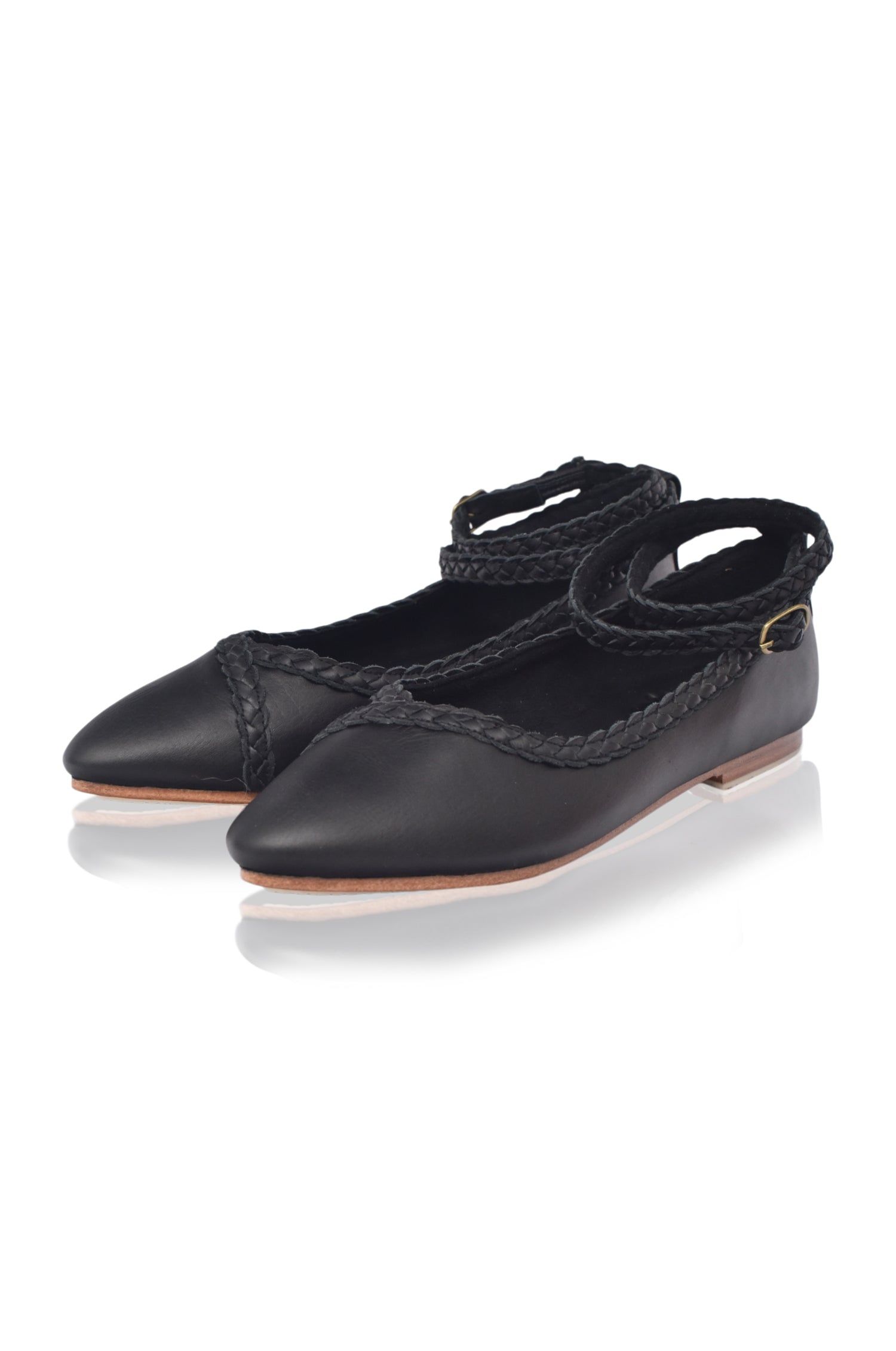 Soiree Pointy Toe Leather Ballet Flats-thumbmail-4