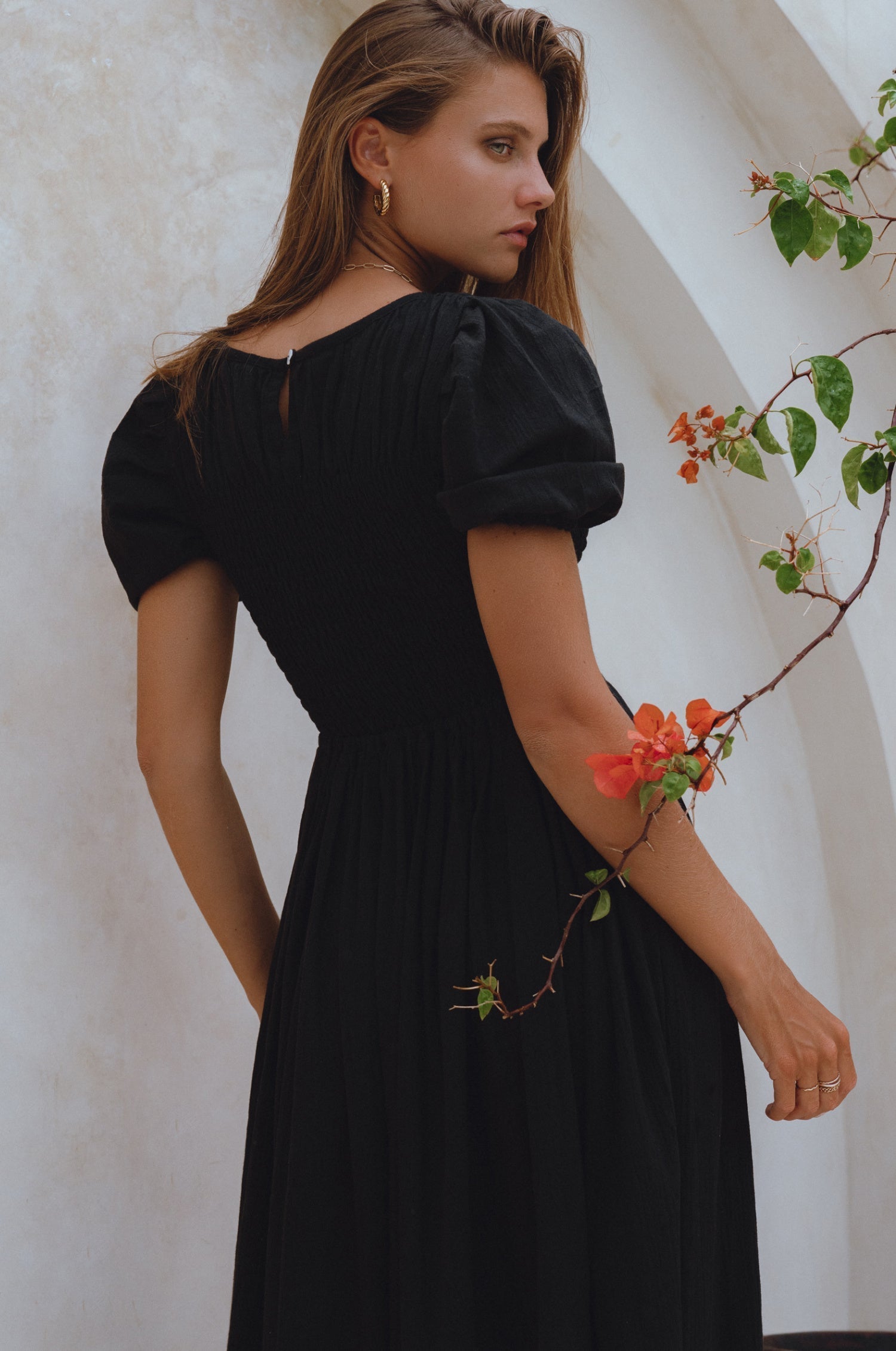 Sophie Smocked Linen Midi Dress-thumbmail-11
