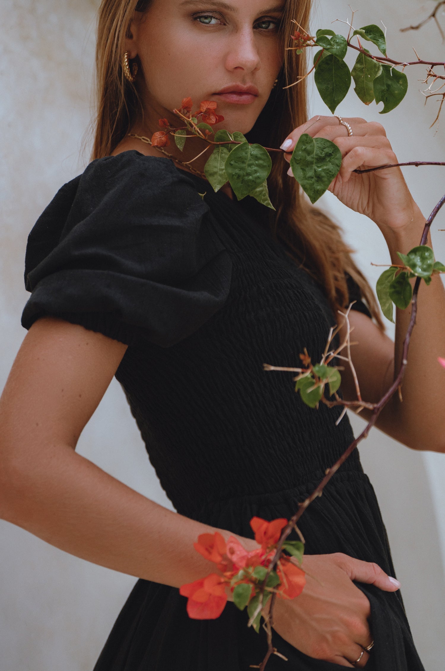 Sophie Smocked Linen Midi Dress-thumbmail-4