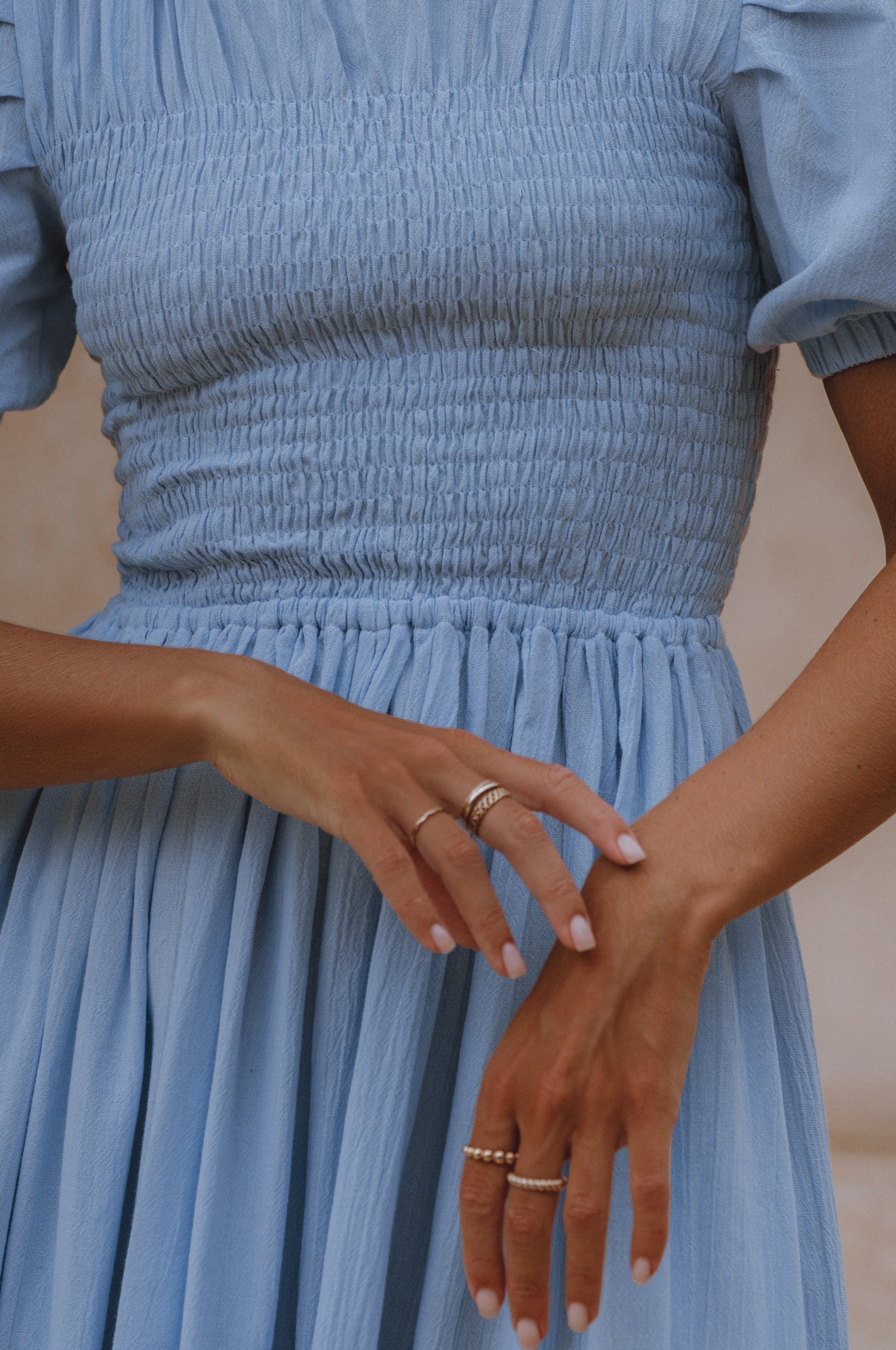 Sophie Smocked Linen Midi Dress-thumbmail-6