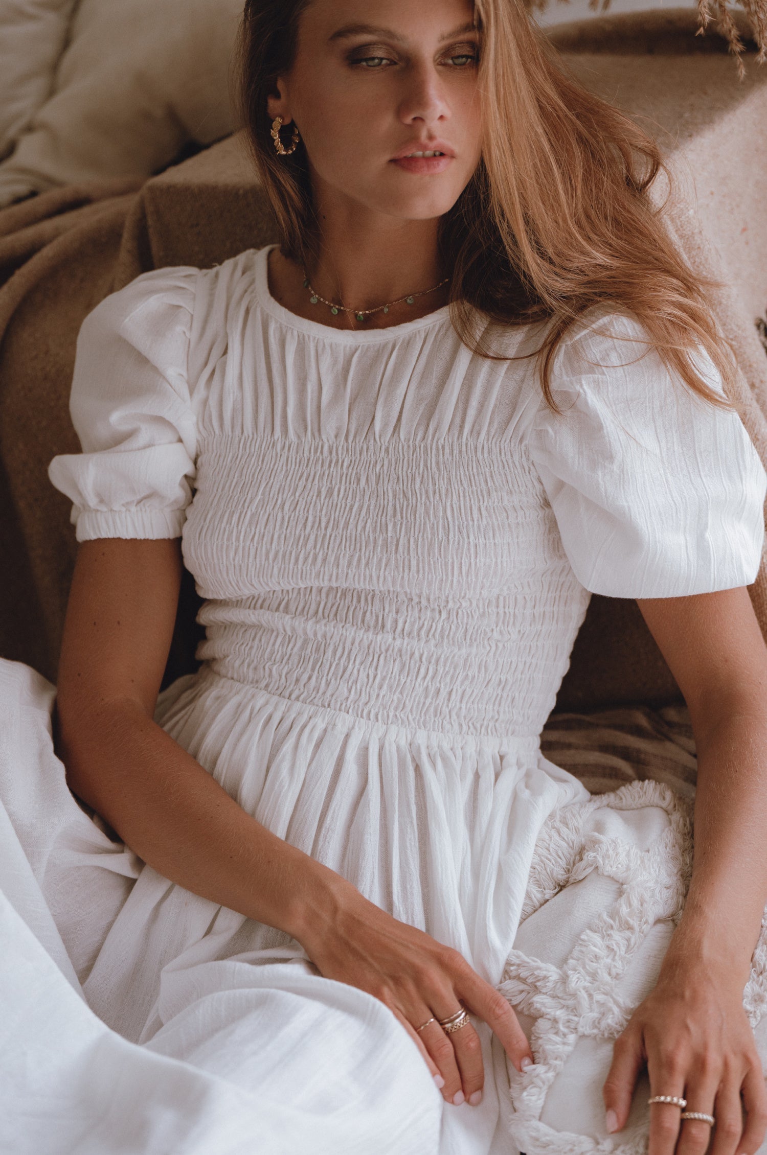 Sophie Smocked Linen Midi Dress-thumbmail-8