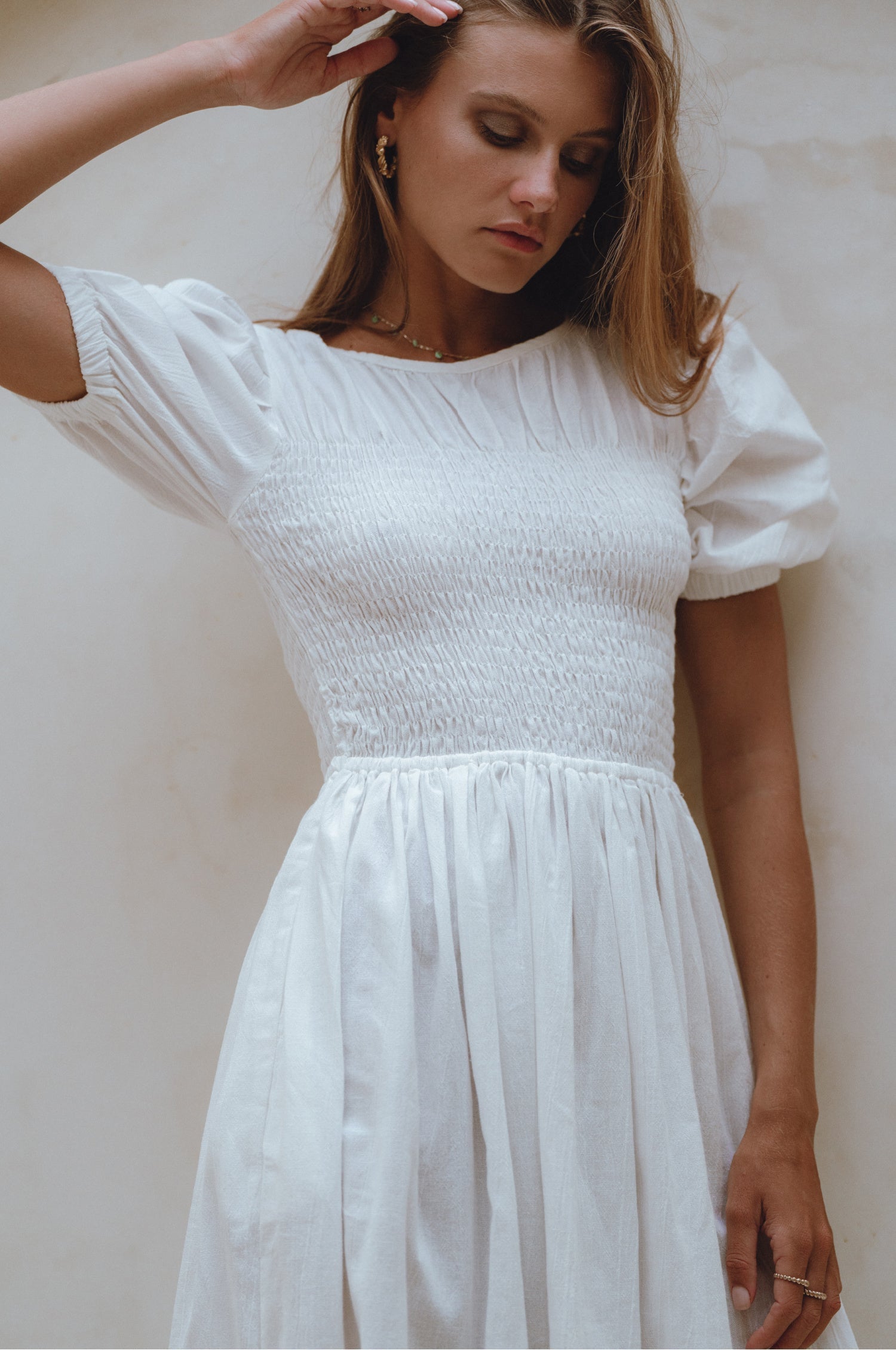 Sophie Smocked Linen Midi Dress-thumbmail-11