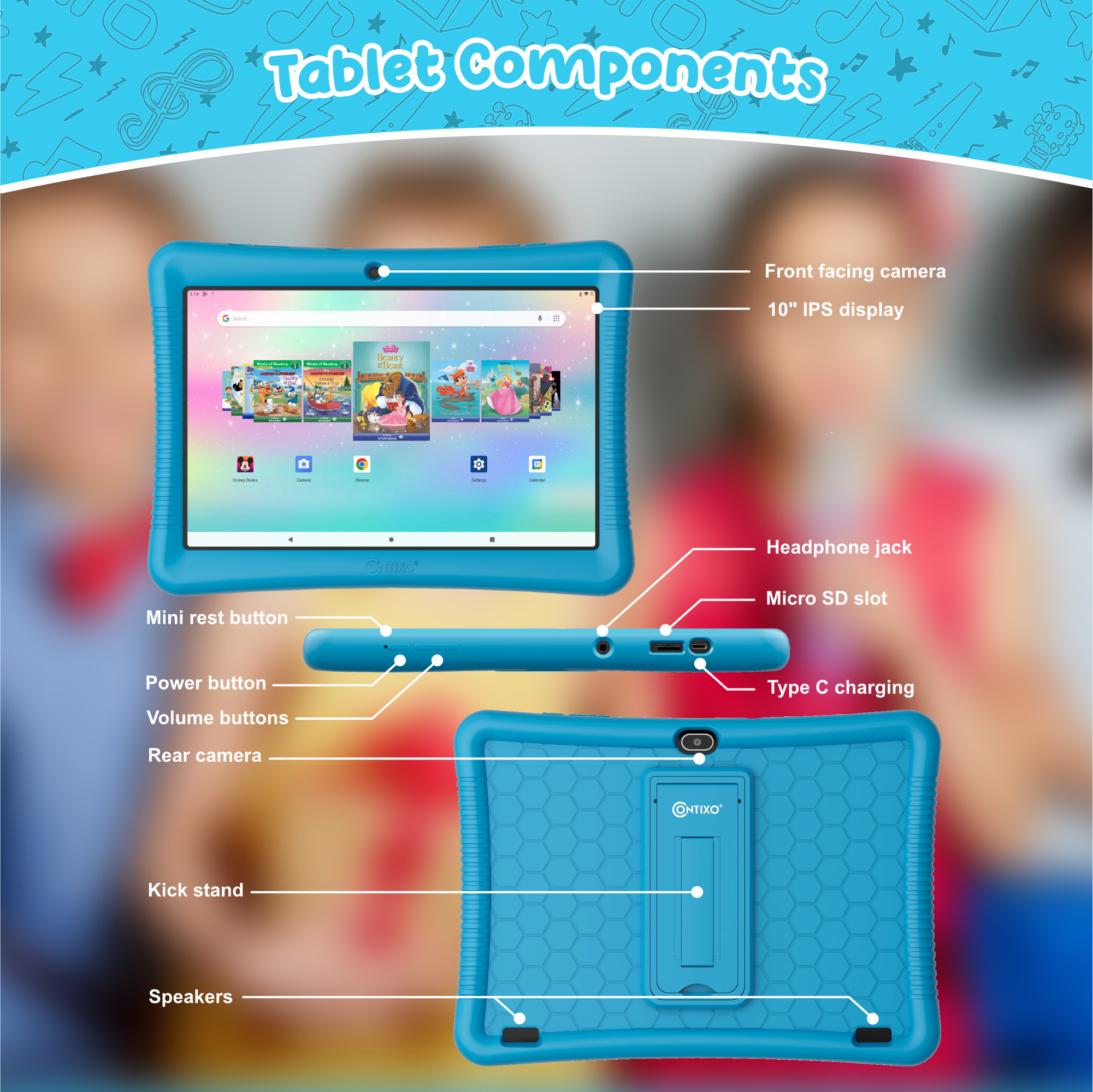 Contixo K102 10" Kids Tablet With Kids Bluetooth Karaoke and Two Microphones-thumbmail-9