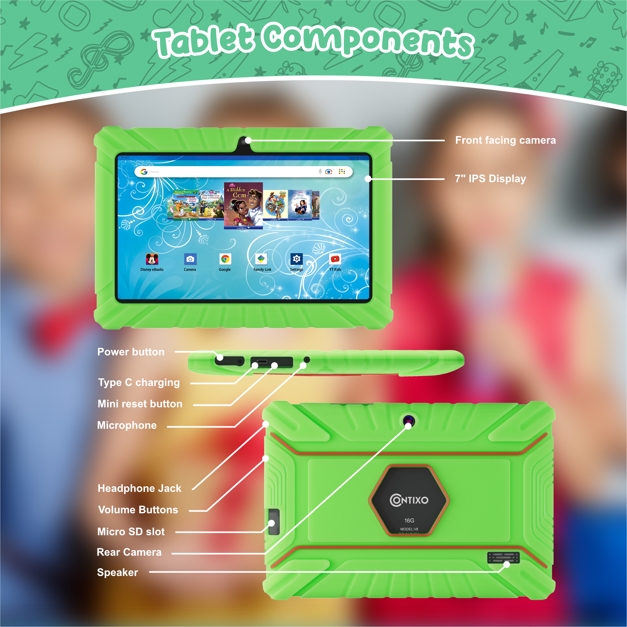 Contixo V8 7" Kids Tablet With Kids Bluetooth Karaoke and Two Microphones-thumbmail-18