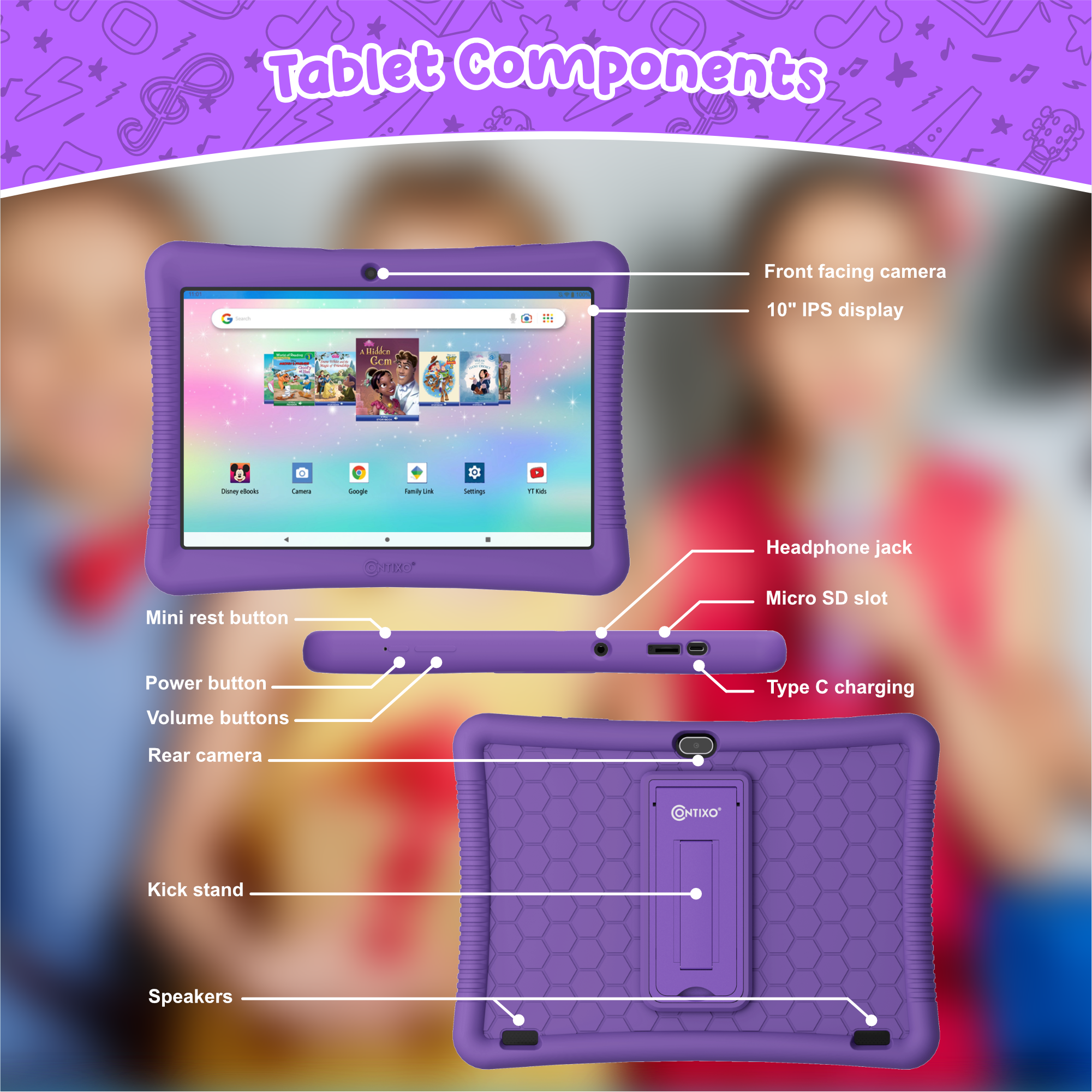 Contixo K102 10" Kids Tablet With Kids Bluetooth Karaoke and Two Microphones-thumbmail-39