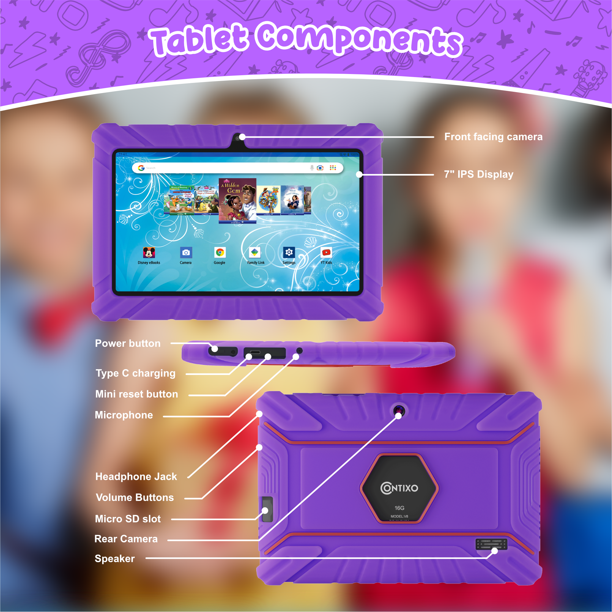 Contixo V8 7" Kids Tablet With Kids Bluetooth Karaoke and Two Microphones-thumbmail-39