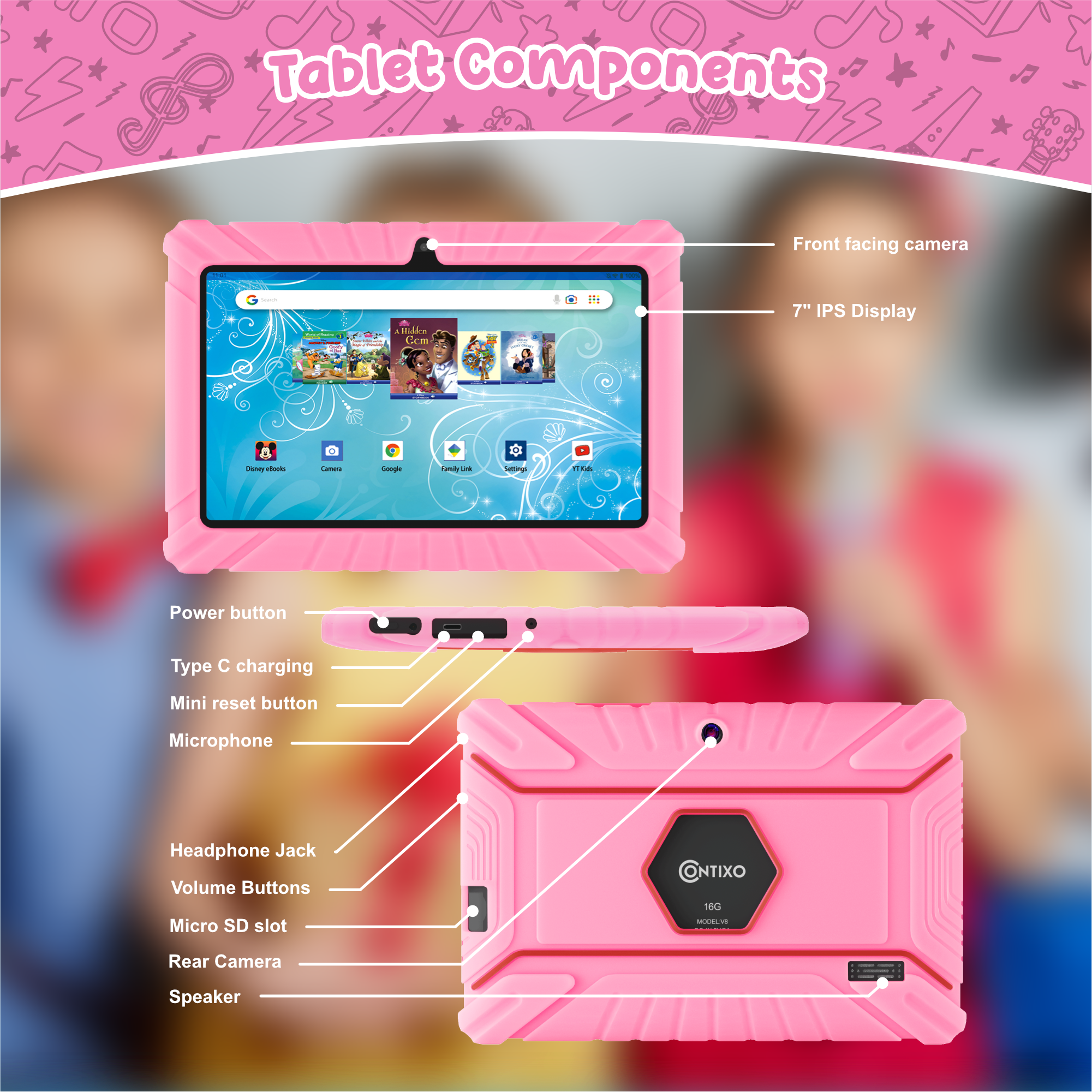 Contixo V8 7" Kids Tablet With Kids Bluetooth Karaoke and Two Microphones-thumbmail-28