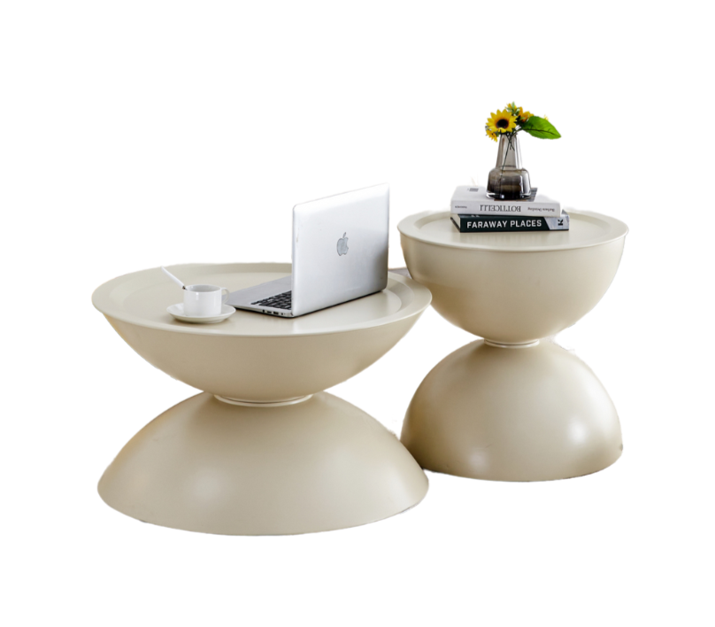 Set of 2 Milk White Coffee Table and End Table With Storage.-thumbmail-1