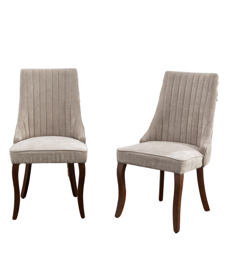Set of 2 Rayon Cloth Flocking Linen Dining Chairs-thumbmail-1