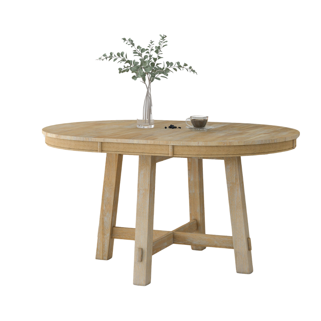 Farmhouse Round Extendable Dining Table-thumbmail-1