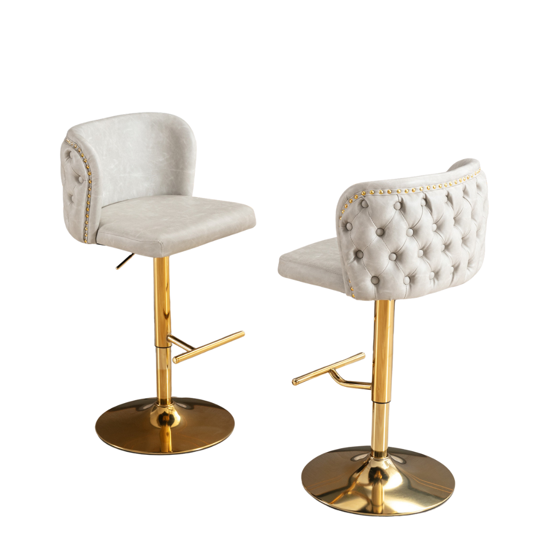 Set of 2 Modern PU Upholstered Swivel Barstools-thumbmail-5