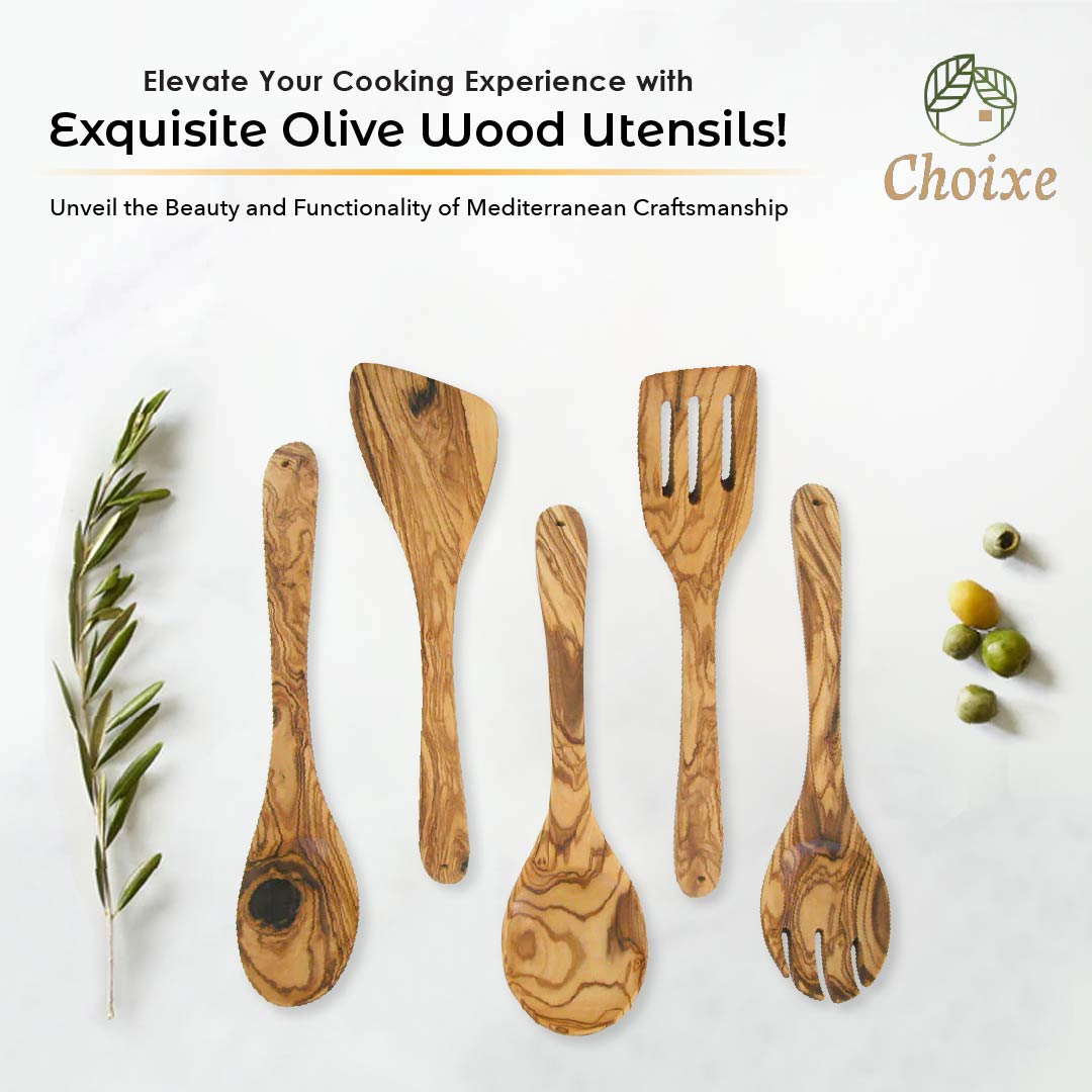 Olive Wood Kitchen Servers Set -5 Pcs-thumbmail-3