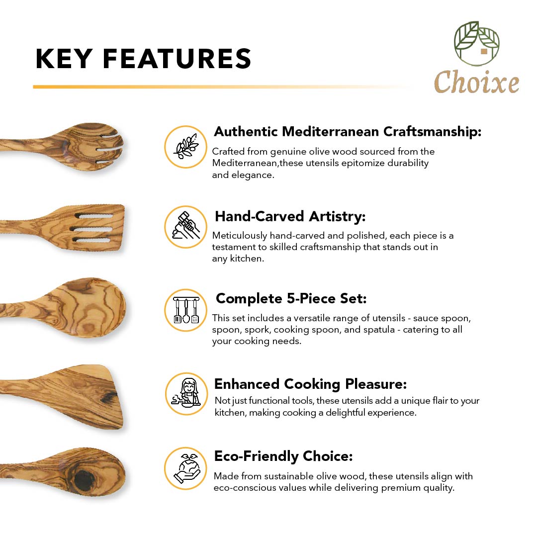 Olive Wood Kitchen Servers Set -5 Pcs-thumbmail-4