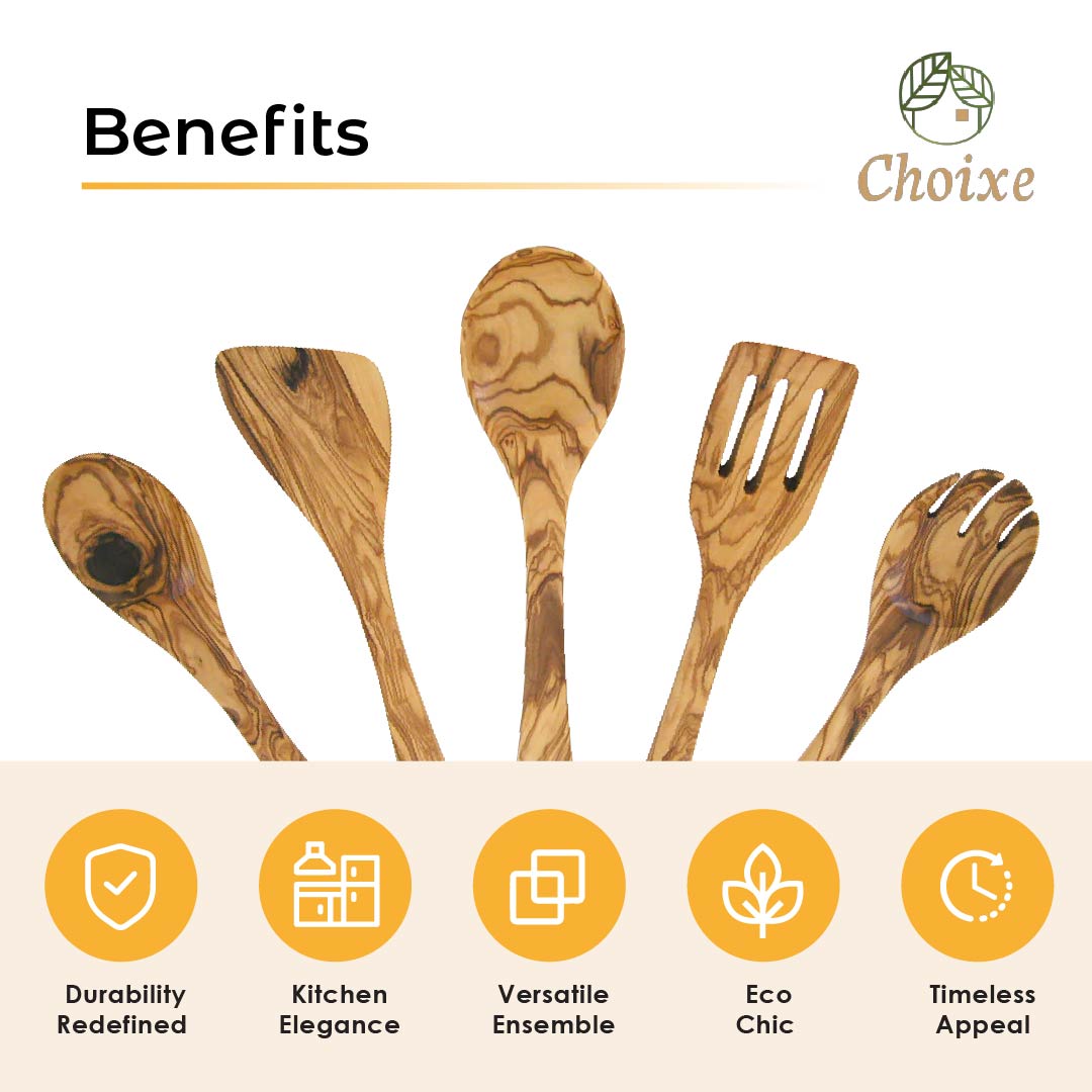 Olive Wood Kitchen Servers Set -5 Pcs-thumbmail-5