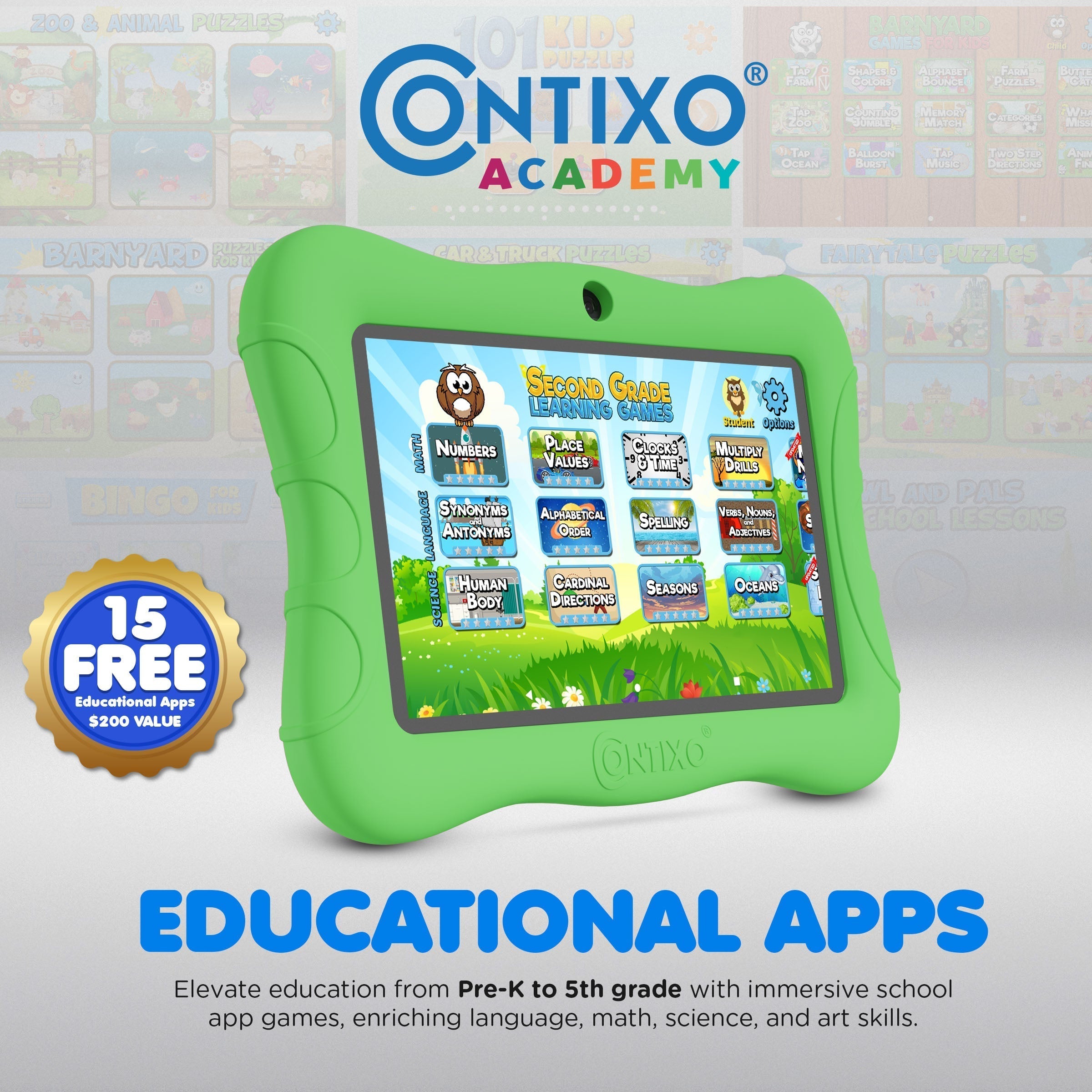 Contixo 7" Kids Tablet Bundle, 50 FREE Disney EBooks, Learning Android Tablet for Kids 3-12, 32GB, Parental Controls, Kid-Proof Case With Kickstand, Includes Headphones, Carrying Case-thumbmail-5