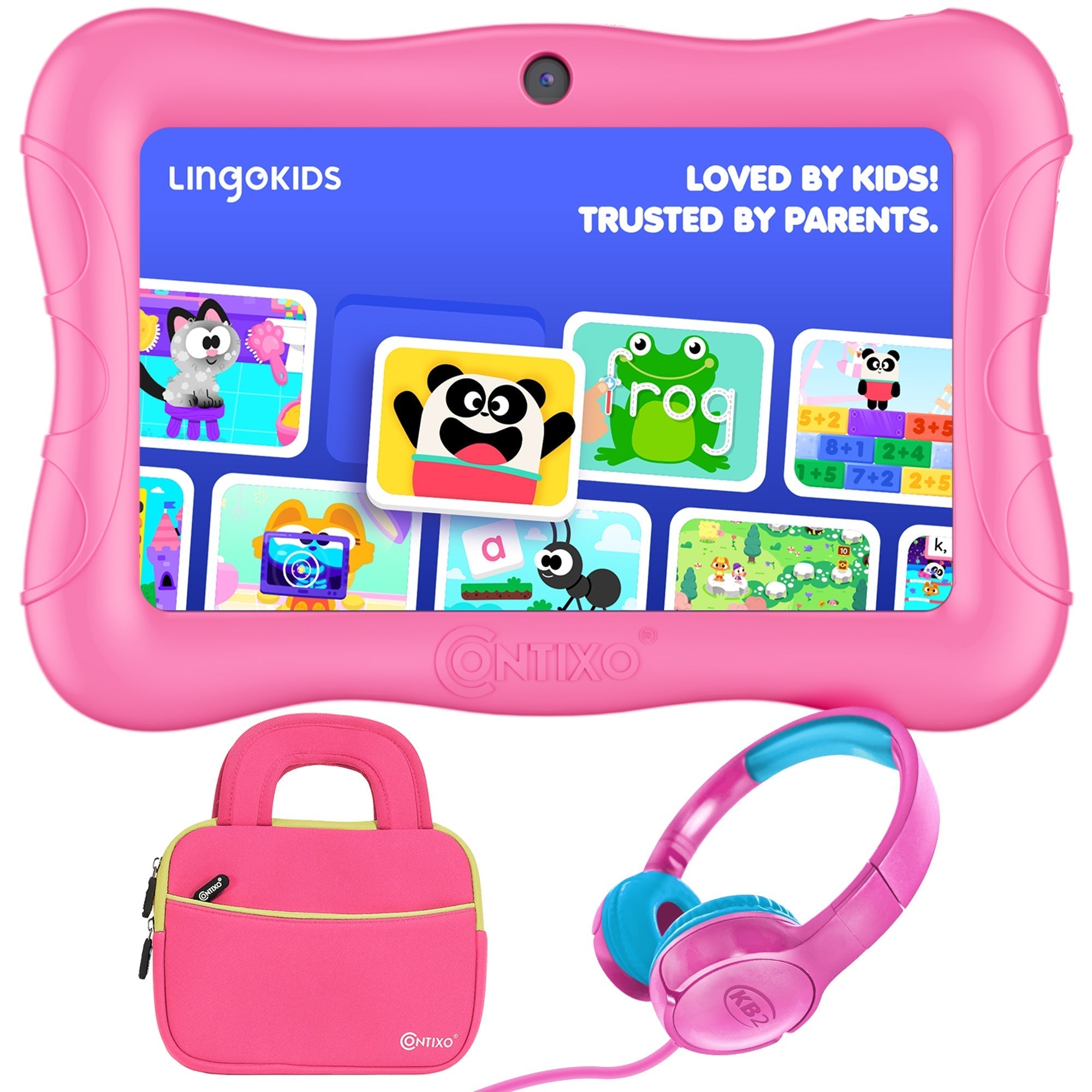 Contixo 7" Kids Tablet Bundle, 50 FREE Disney EBooks, Learning Android Tablet for Kids 3-12, 32GB, Parental Controls, Kid-Proof Case With Kickstand, Includes Headphones, Carrying Case-thumbmail-2