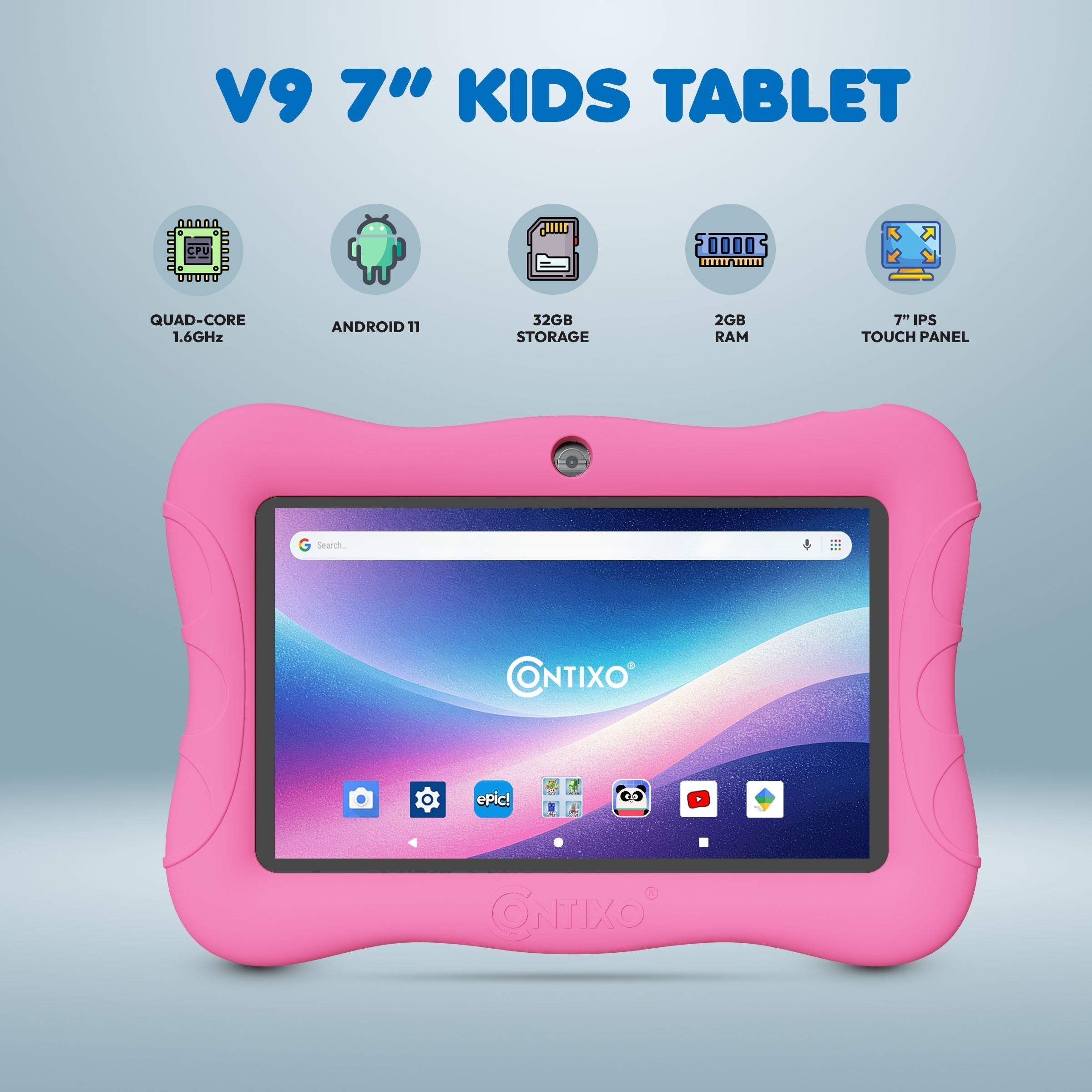 Contixo 7" Kids Tablet Bundle, 50 FREE Disney EBooks, Learning Android Tablet for Kids 3-12, 32GB, Parental Controls, Kid-Proof Case With Kickstand, Includes Headphones, Carrying Case-thumbmail-13