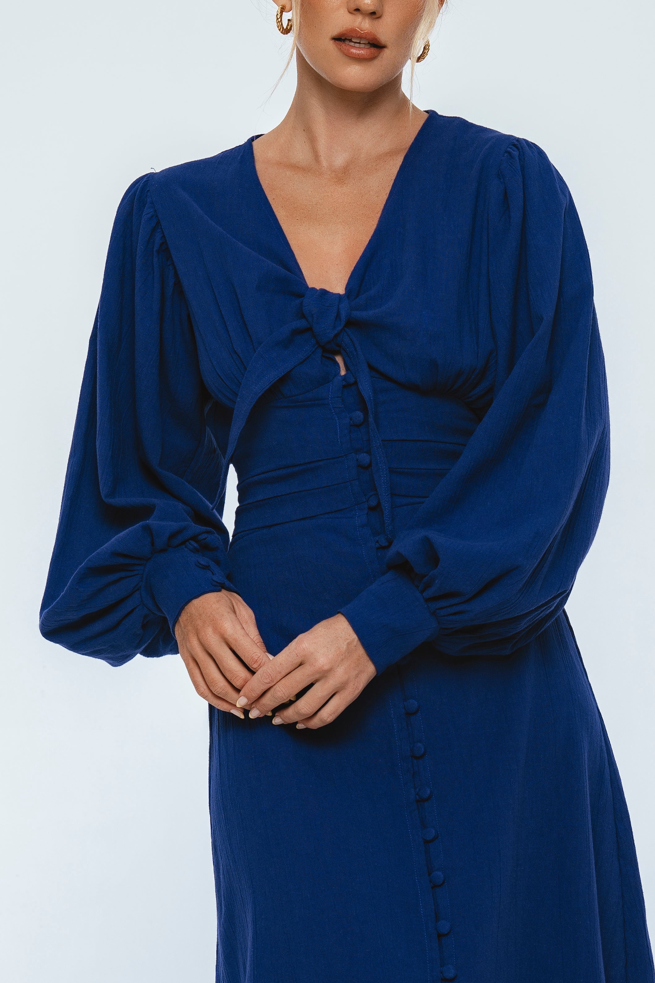 Velvet Sky Long Sleeve Linen Midi Dress-thumbmail-10