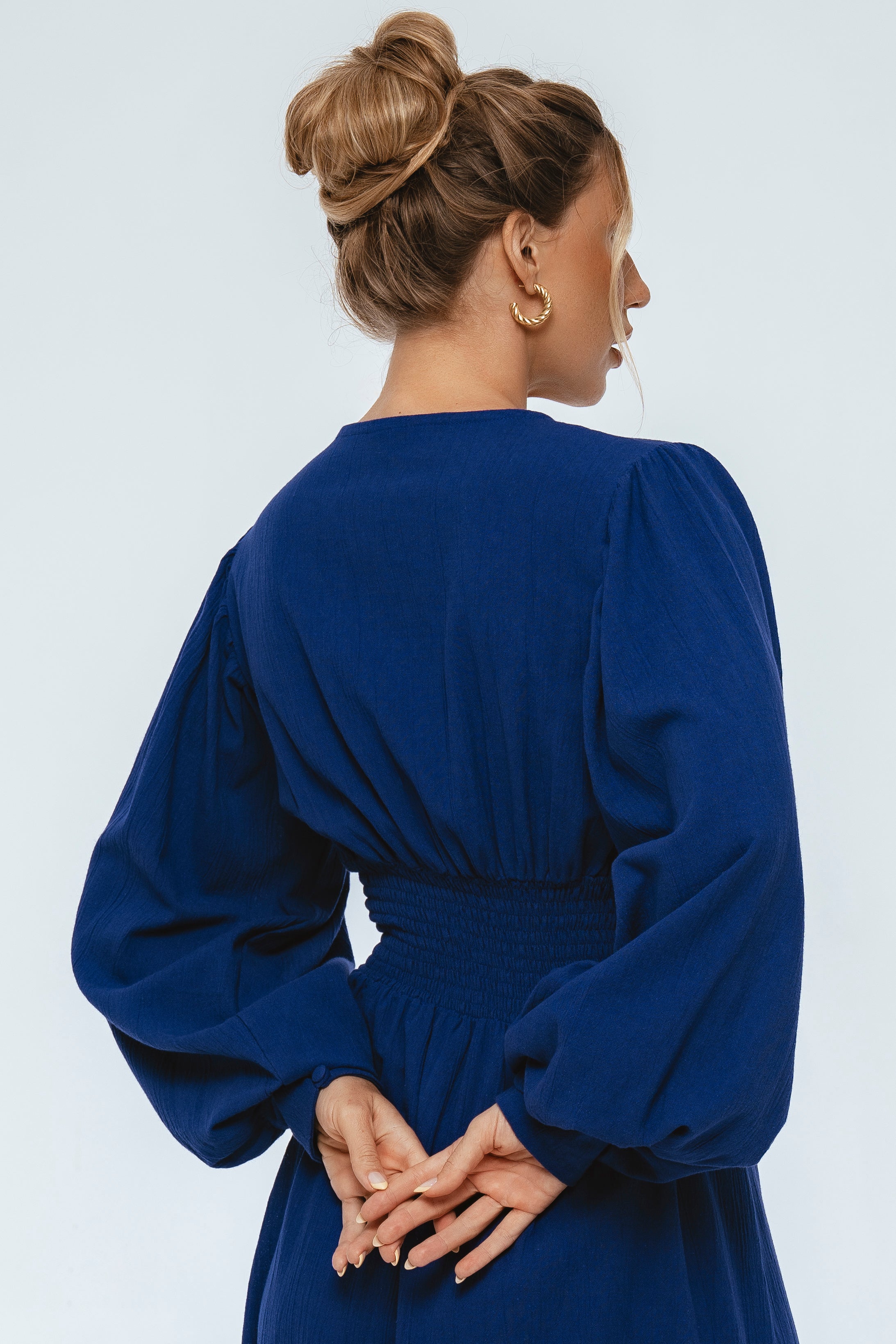 Velvet Sky Long Sleeve Linen Midi Dress-thumbmail-8