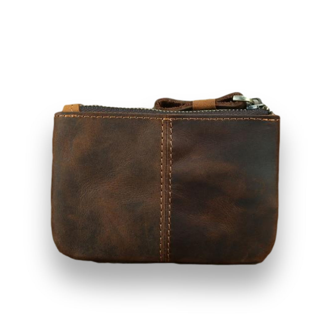 The Cael | Handmade Leather Coin Purse With Zipper-thumbmail-2
