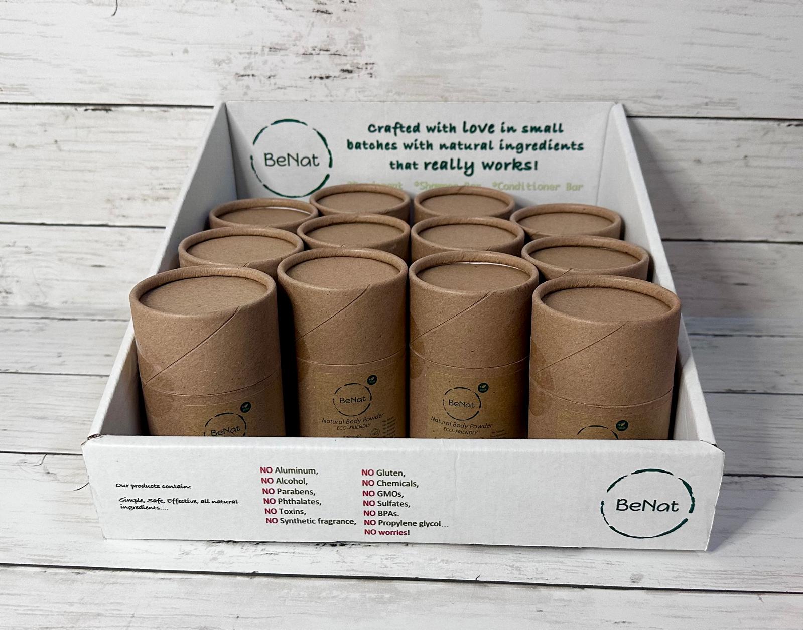 BeNat Eco-Friendly, All-Natural Body Powder Deodorant Retail Display Box-thumbmail-1