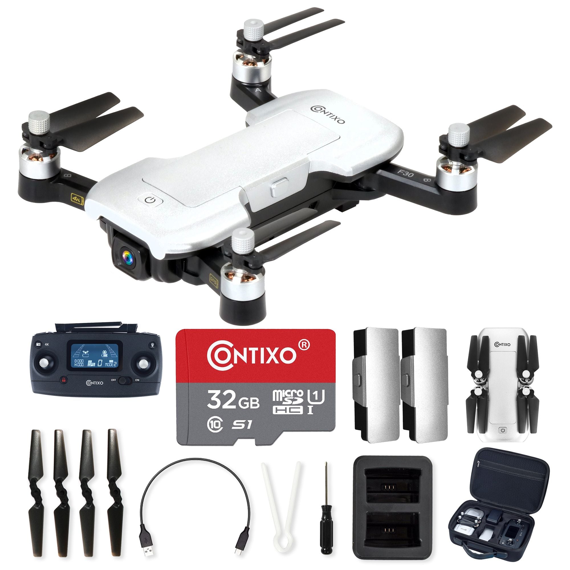 Contixo F30 GPS 4K Drone With UHD Camera, Brushless Motor, Follow Me, 2 Batteries & Carrying Case - Foldable FPV Quadcopter for Kids & Adults-thumbmail-1