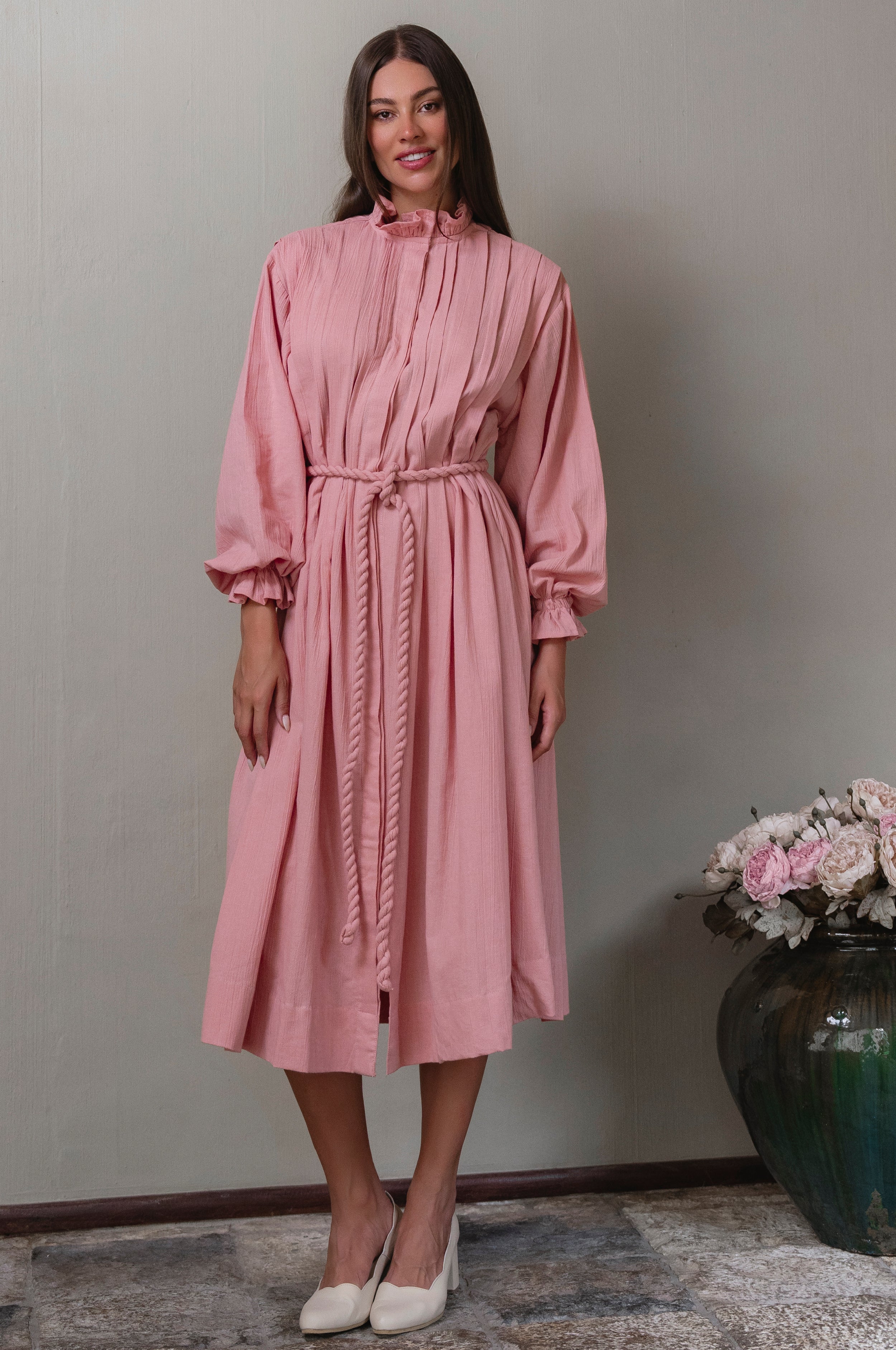 Yasmina Ruffle Linen Dress-thumbmail-9