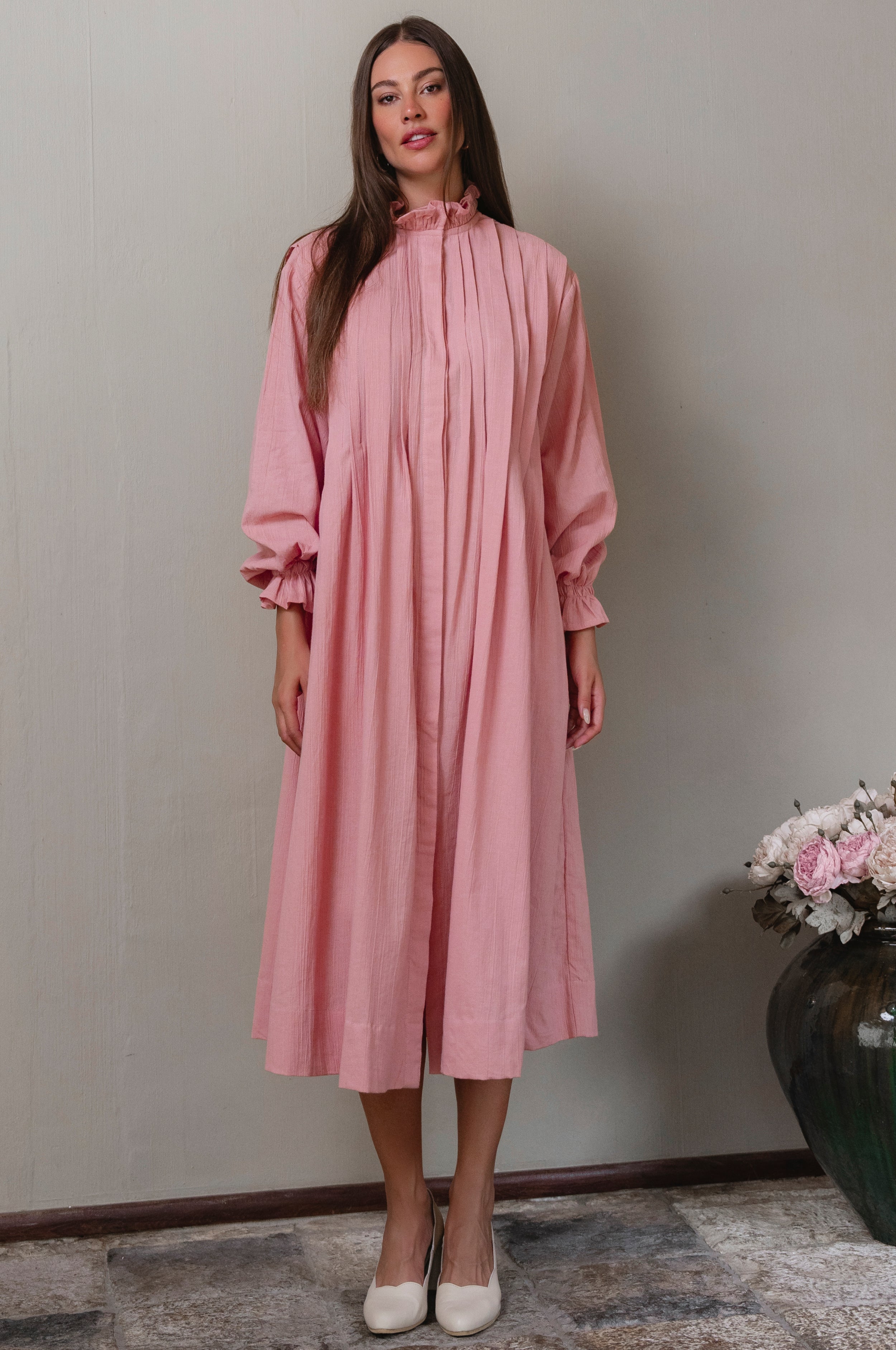 Yasmina Ruffle Linen Dress-thumbmail-3
