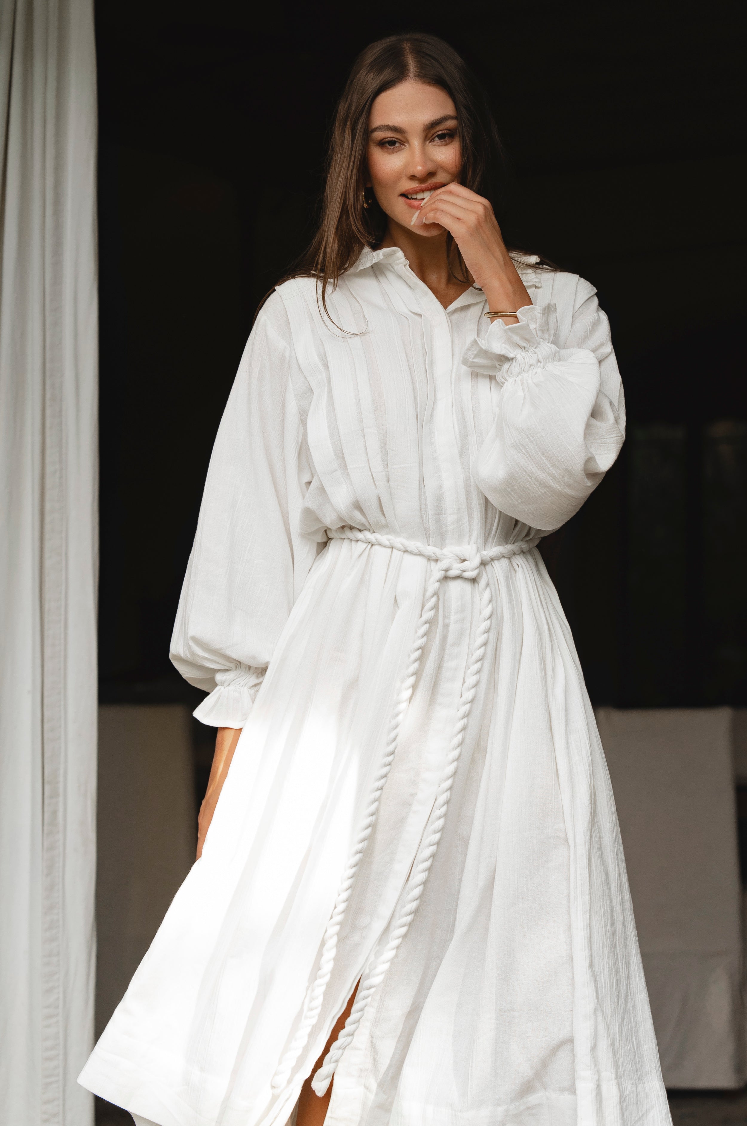 Yasmina Ruffle Linen Dress-thumbmail-10