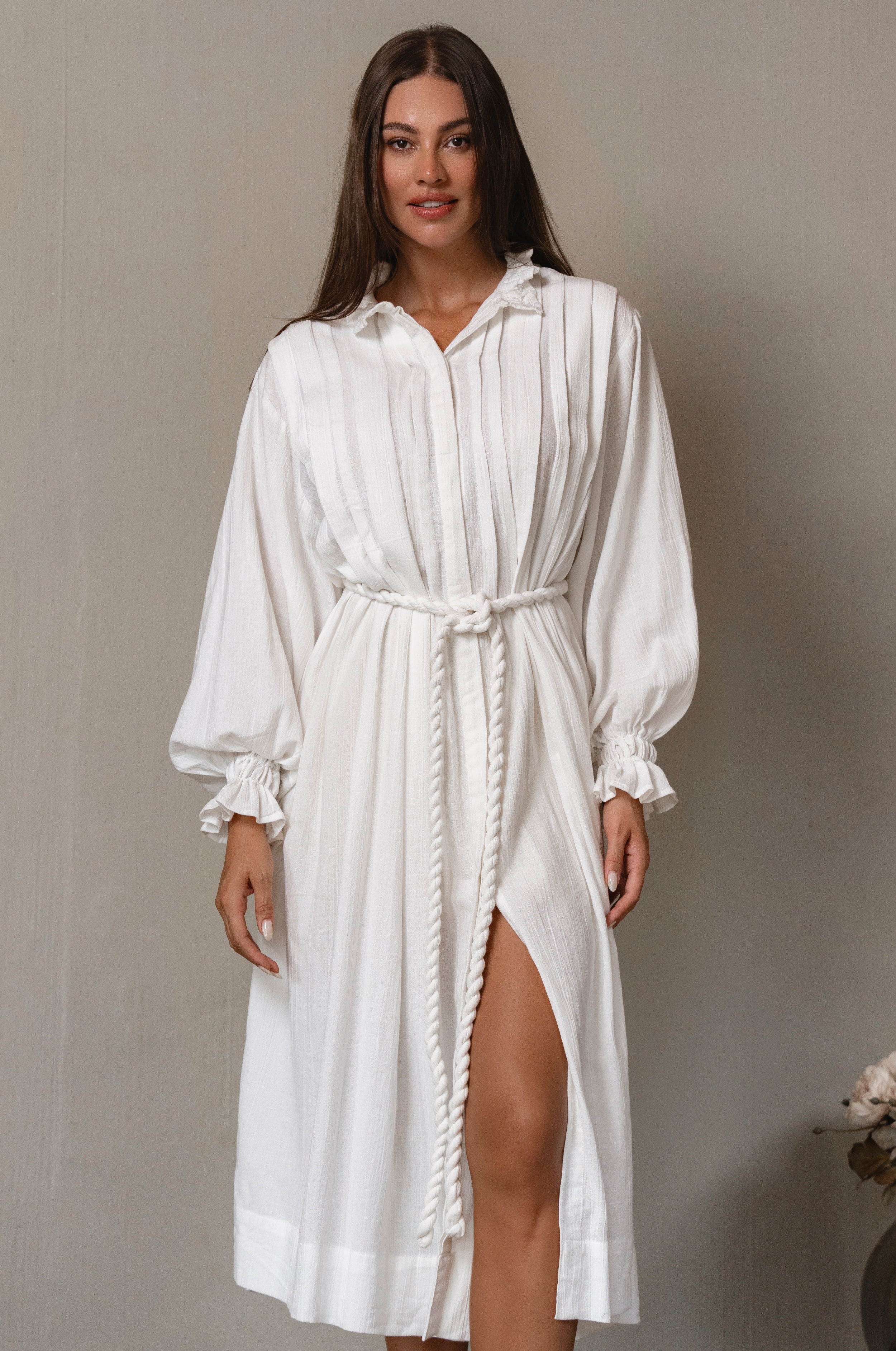 Yasmina Ruffle Linen Dress-thumbmail-6