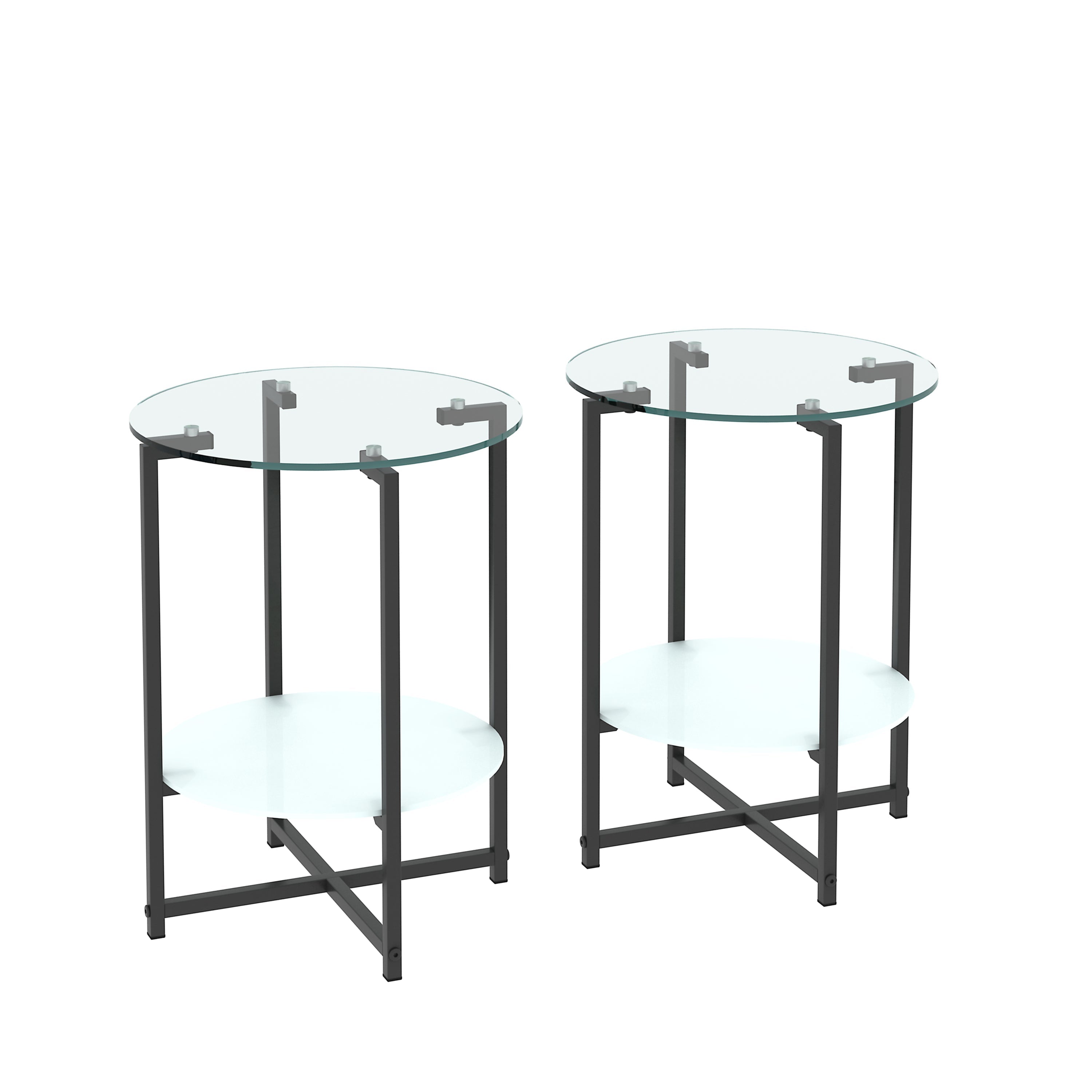 2-Piece Set Clear Tempered Glass Side Table.-thumbmail-4