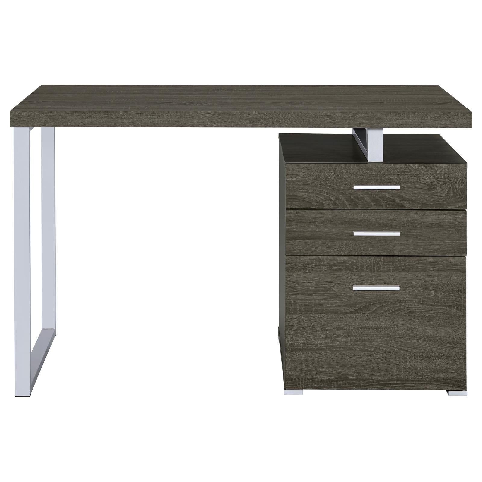 Weathered Grey 3-Drawer Reversible Office Desk-thumbmail-8