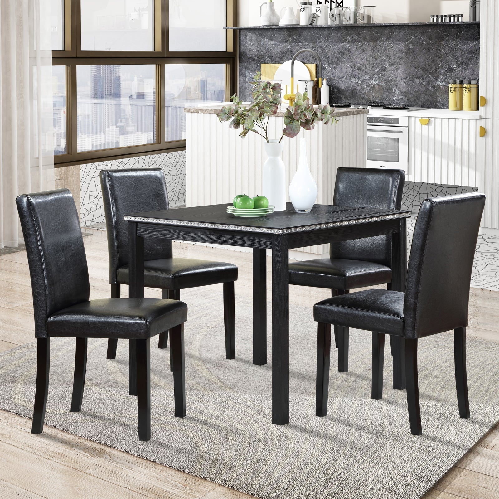 5 Piece Wooden Dining Table Set-thumbmail-6