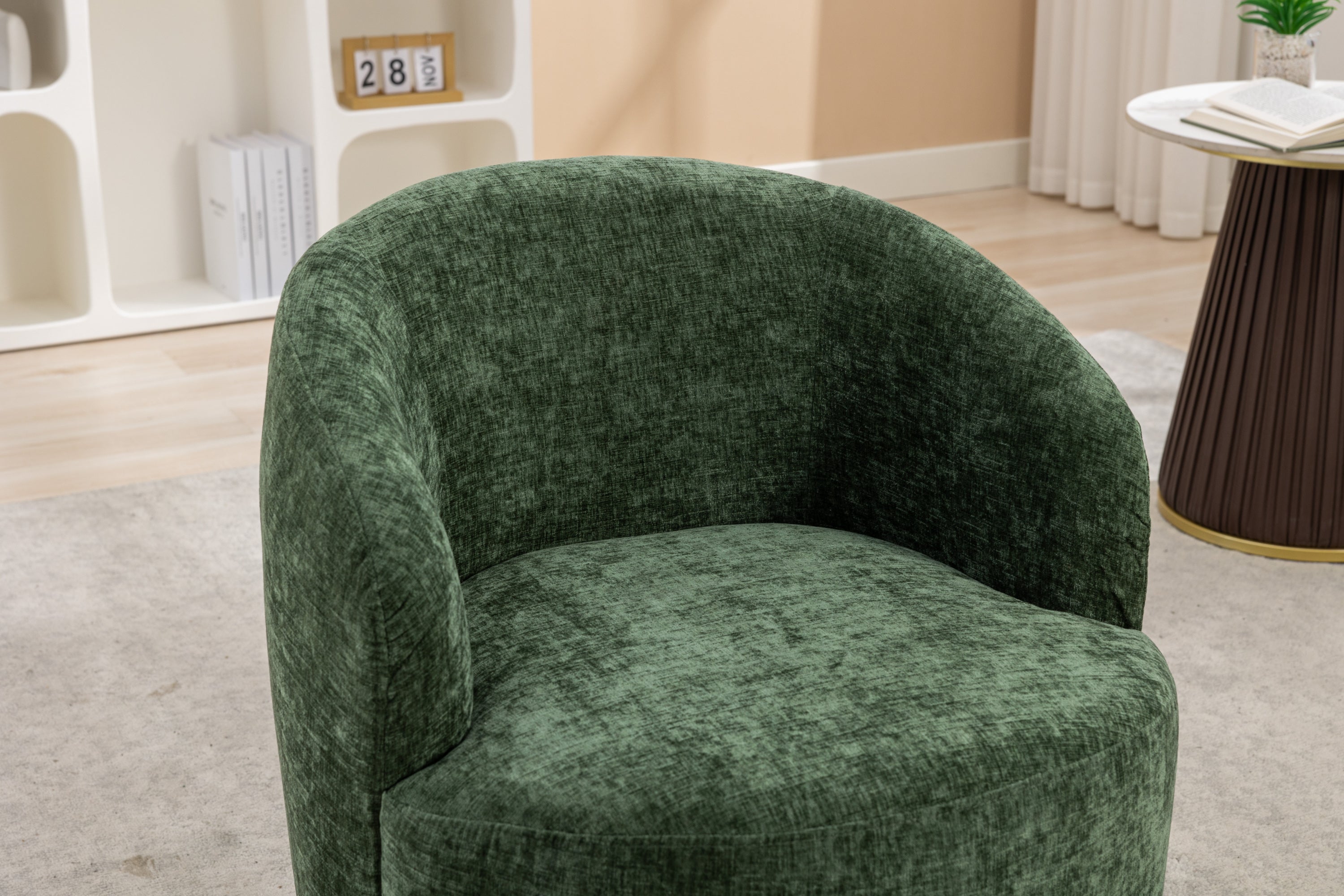 Swivel Accent Armchair  With Black Powder Coating Metal Ring-thumbmail-2