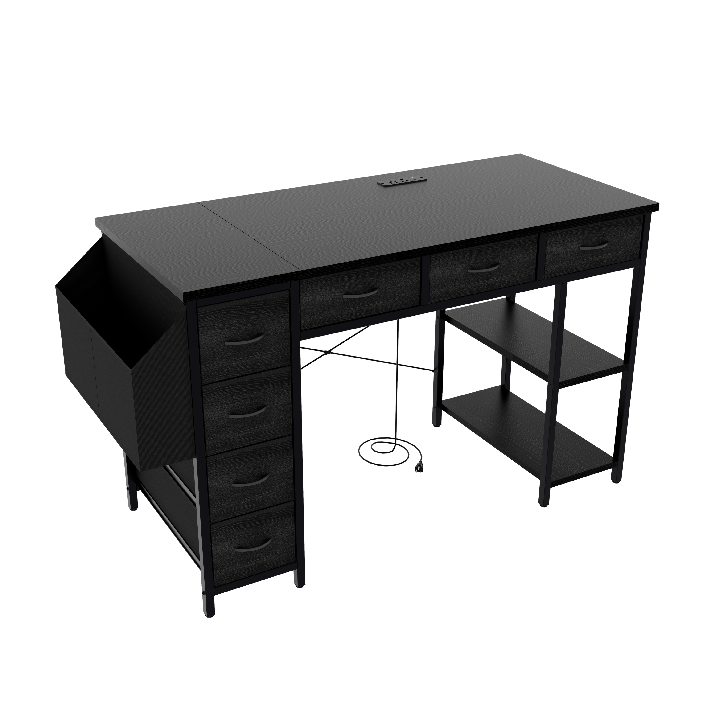 47.3' Computer Desk With 7 Drawers, Extra Large Side Pocket, and Power Outlets-thumbmail-3