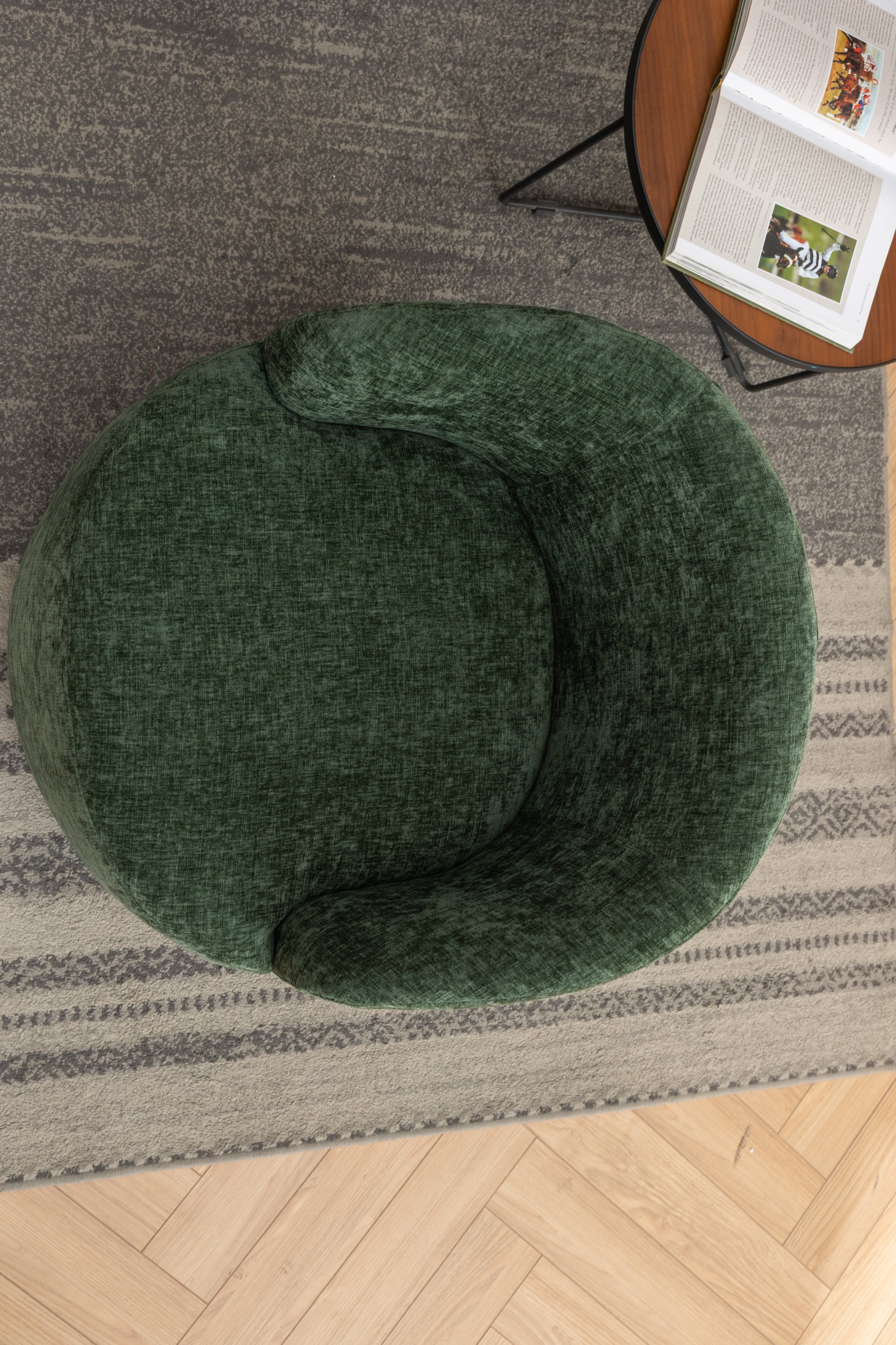 Swivel Accent Armchair  With Black Powder Coating Metal Ring-thumbmail-1