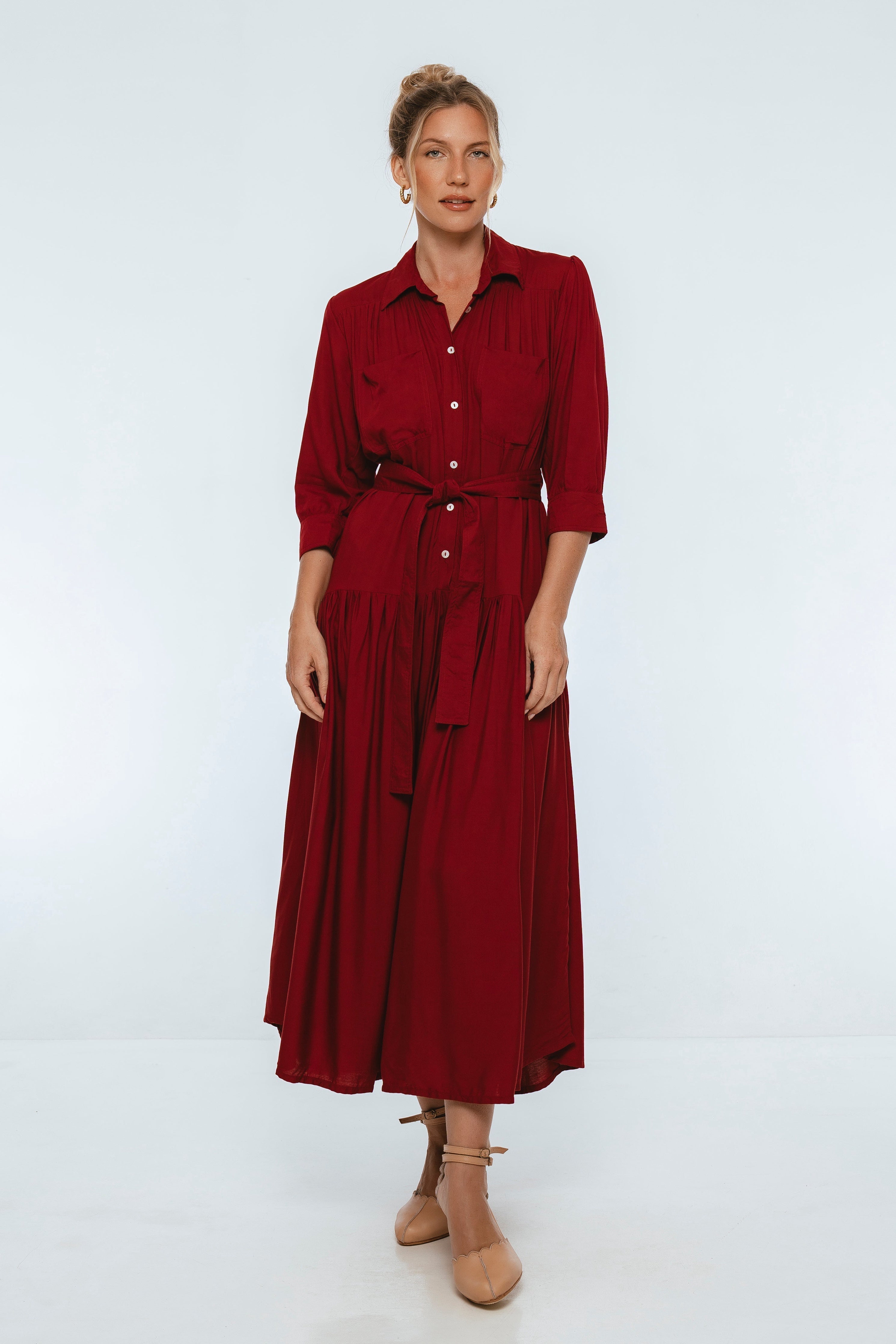 Colette Long Sleeve Shirt Dress-thumbmail-2