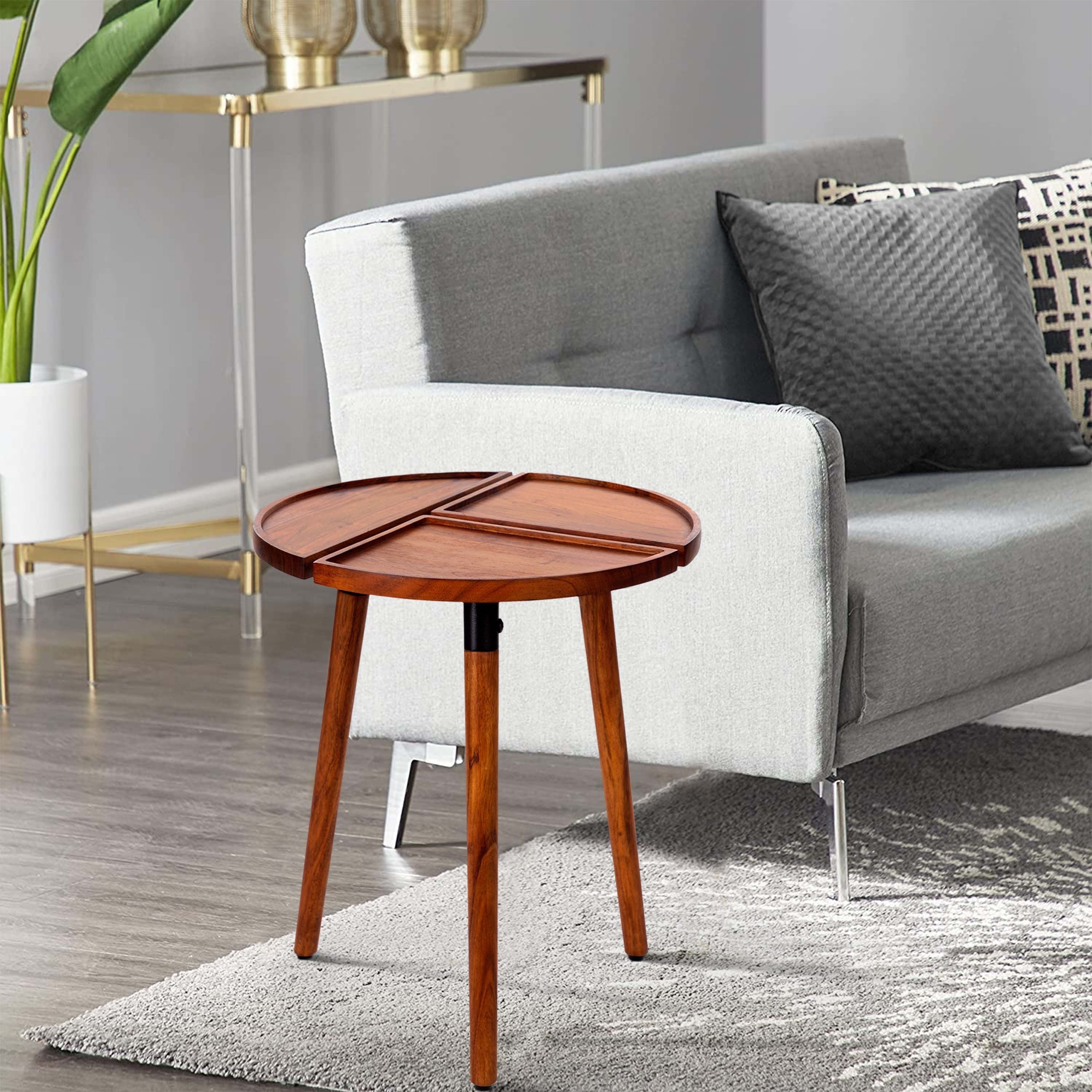 Round Acacia Wood Side Accent Table-thumbmail-7