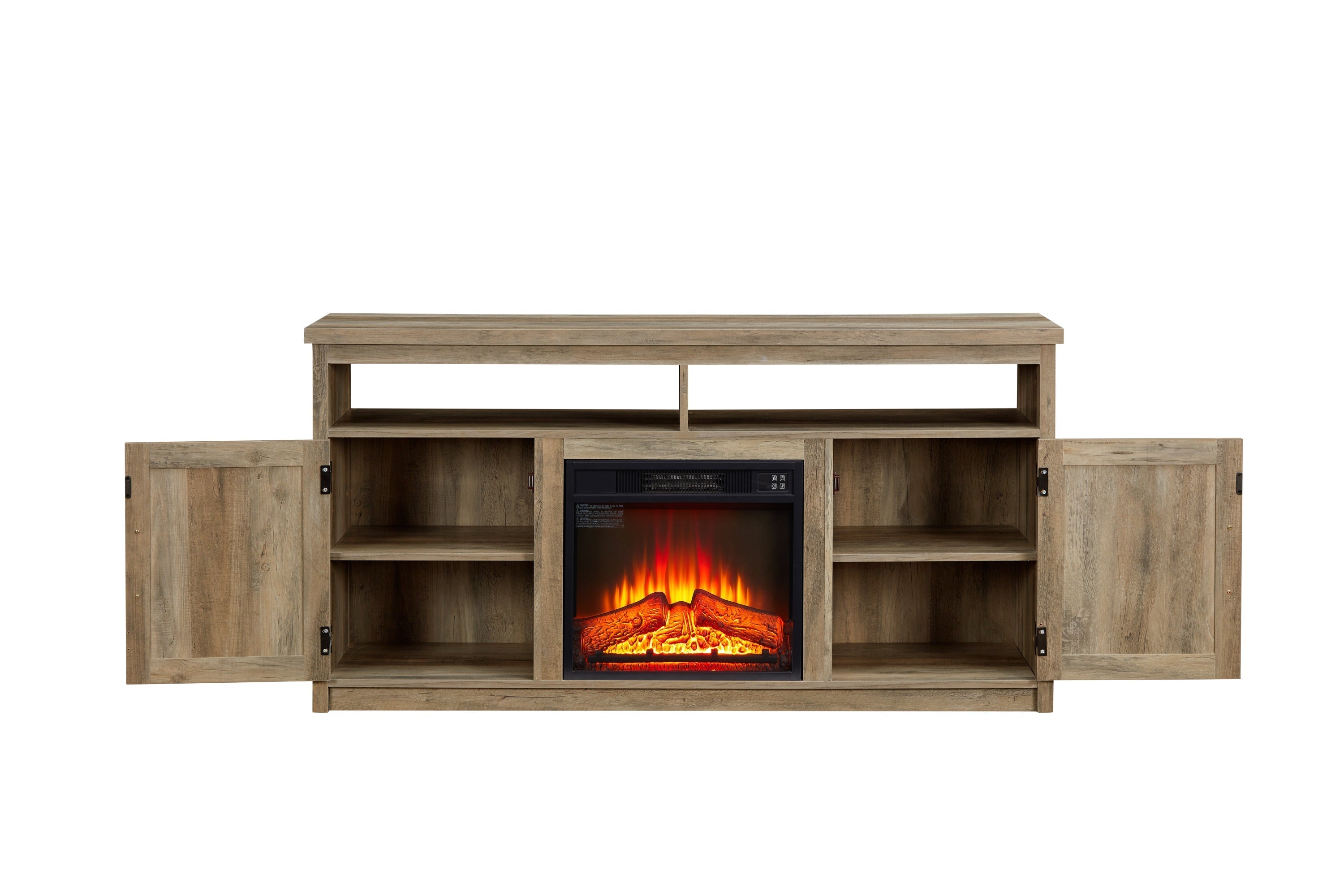 Farmhouse TV Media Stand, Large Barn Inspired Home Entertainment Console, With 18' Fireplace-thumbmail-5