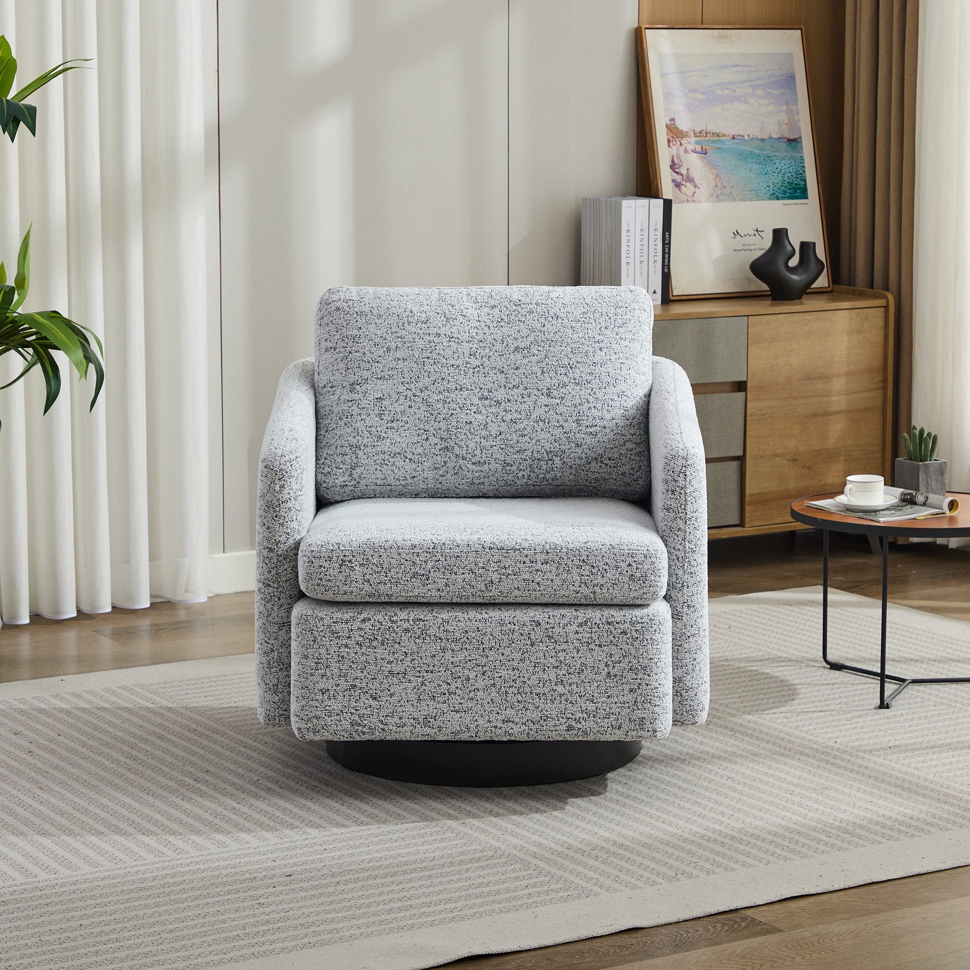 31.5"W  Comfy Round Swivel Accent Chair-thumbmail-3