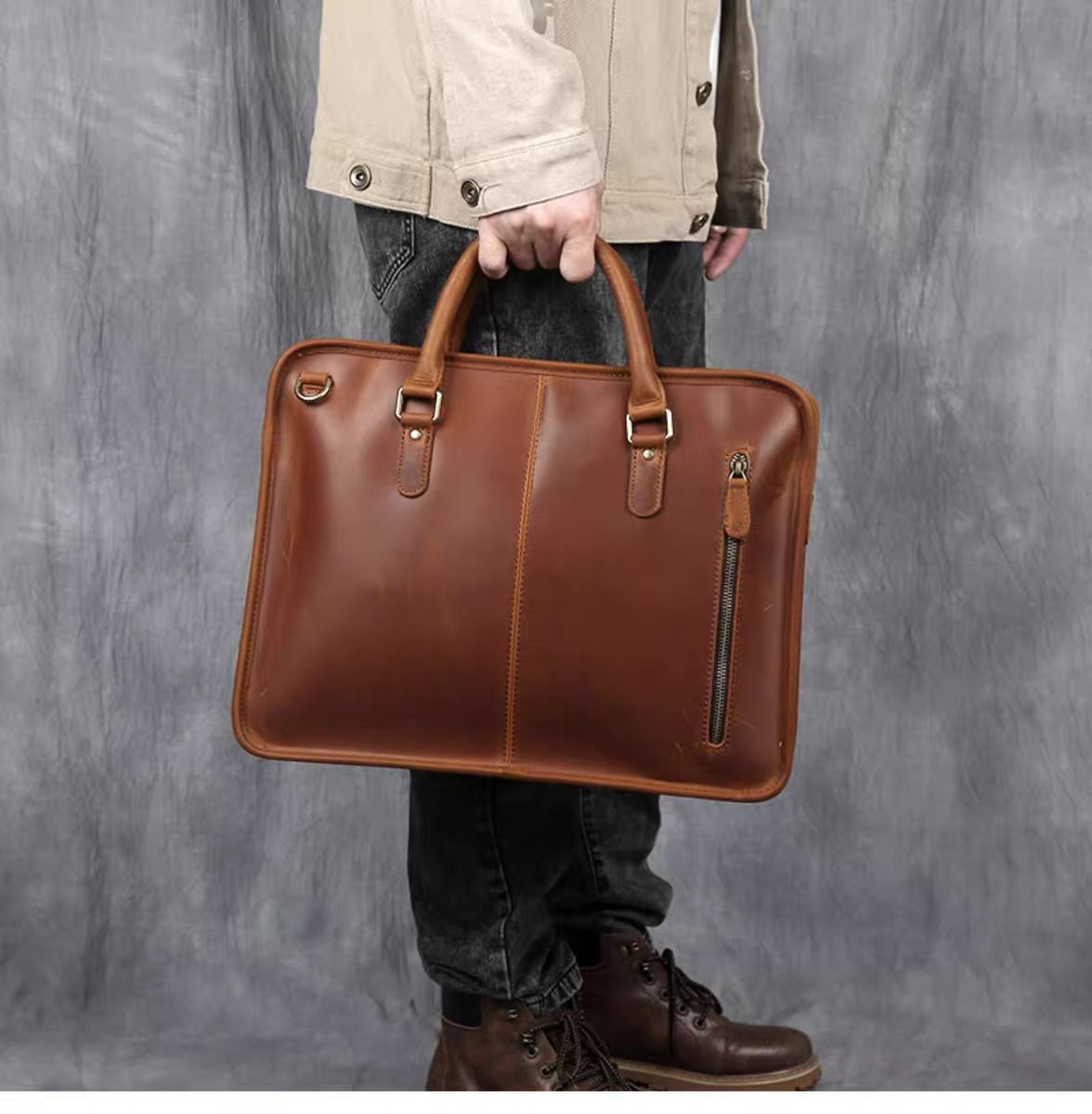 The Hemming Leather Laptop Bag | Vintage Leather Briefcase-thumbmail-9