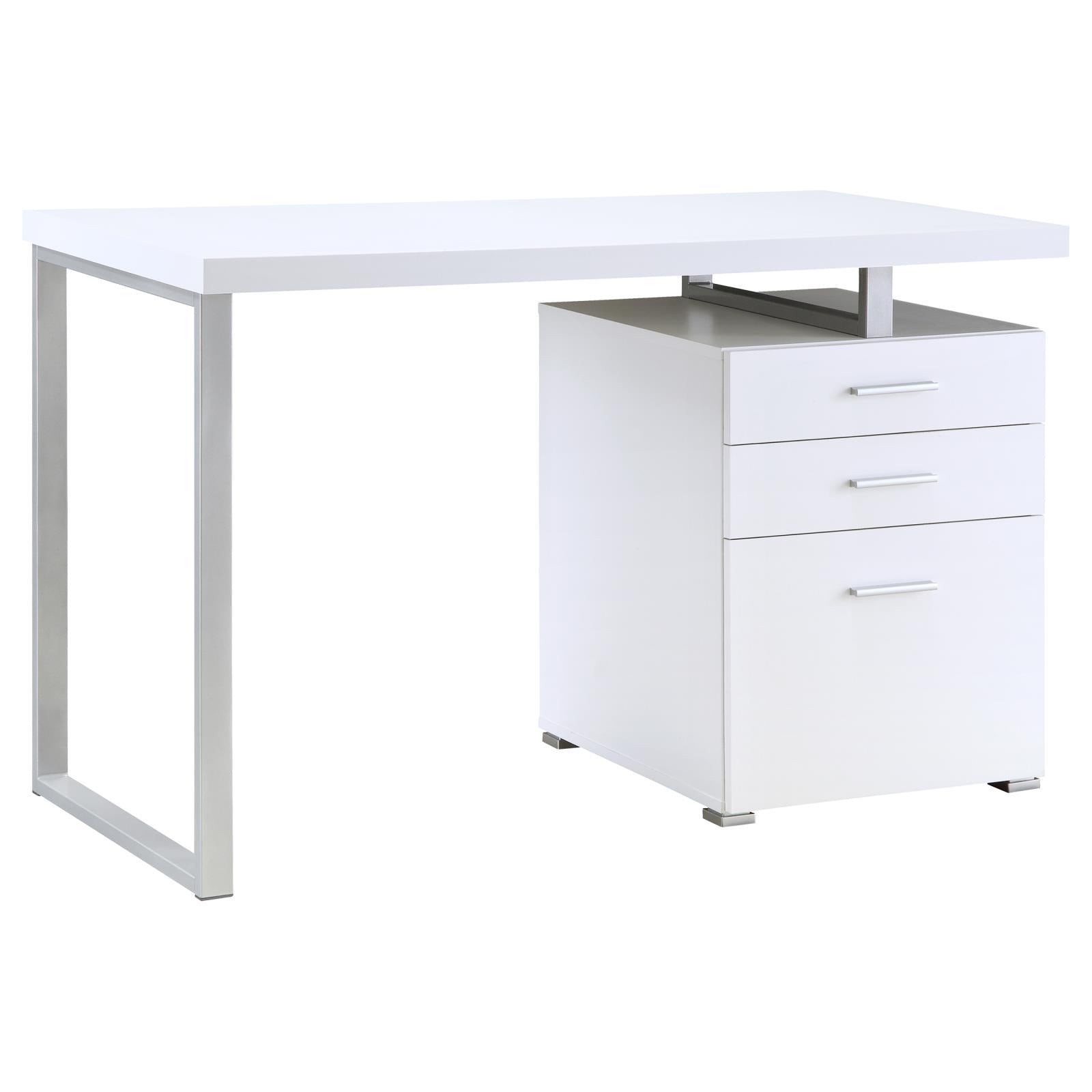 White 3-Drawer Reversible Office Desk-thumbmail-2